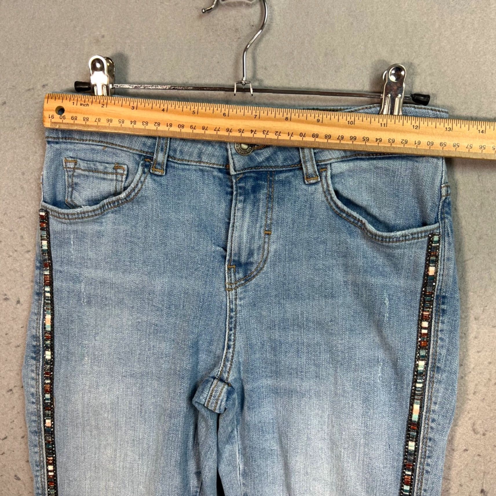 Zara VINTAGE Zara Beaded Side Stripe Skinny Jeans Womens Size 4 Blue Denim Adult Women Slim Fit 27in Inseam Jeans Size 27" / US 4 / IT 40 - 5 Thumbnail