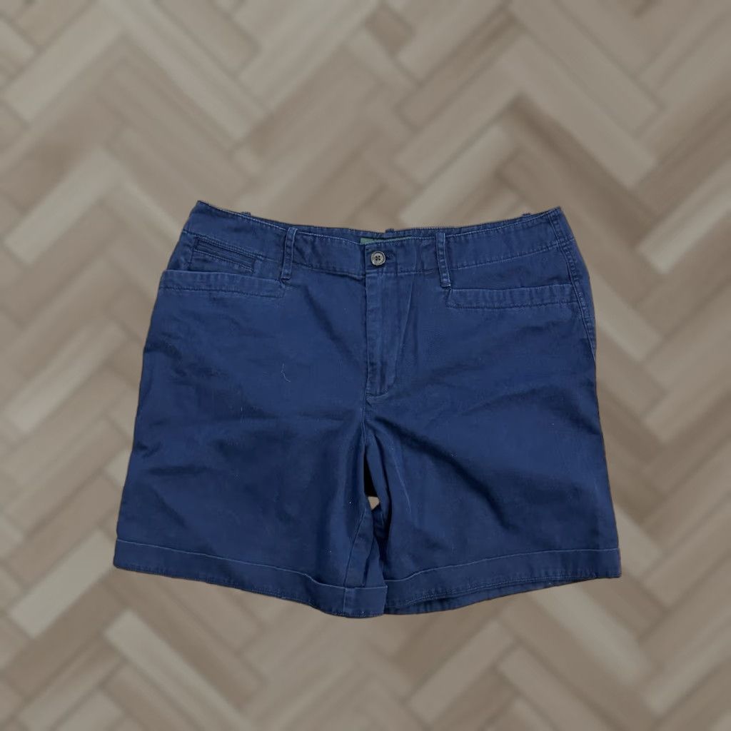 Ralph Lauren Lauren Ralph Lauren Women's Chino Shorts Flat Front High-Rise 14 Blue Cotton Canvas Button Zipper Pockets Casual Womens Size 36" / US 14 / IT 50 - 1 Thumbnail