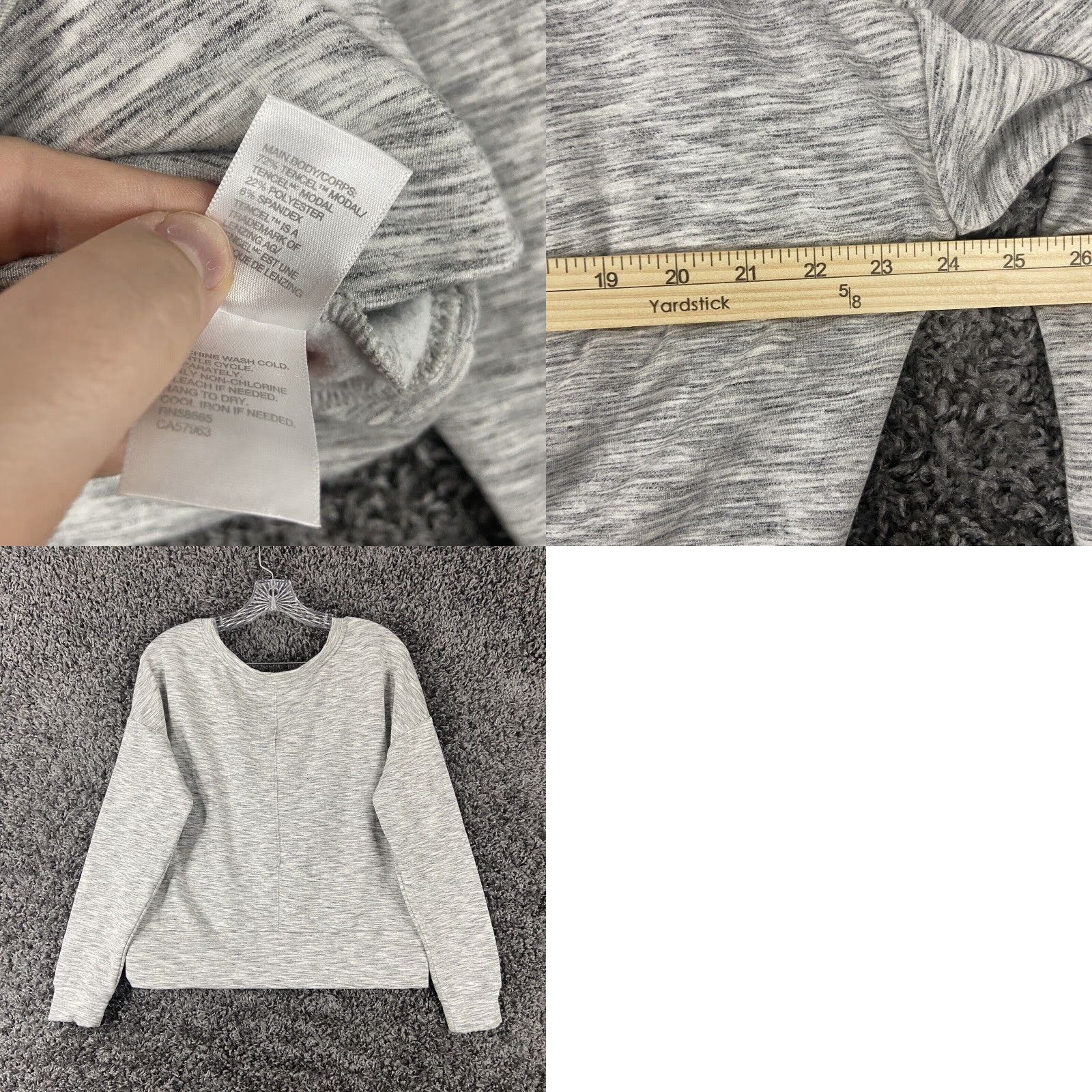 Vintage ZELLA Gray Heathered Long Sleeve V-Neck Shirt Women's Activewear Size S Size S / US 4 / IT 40 - 8 Thumbnail