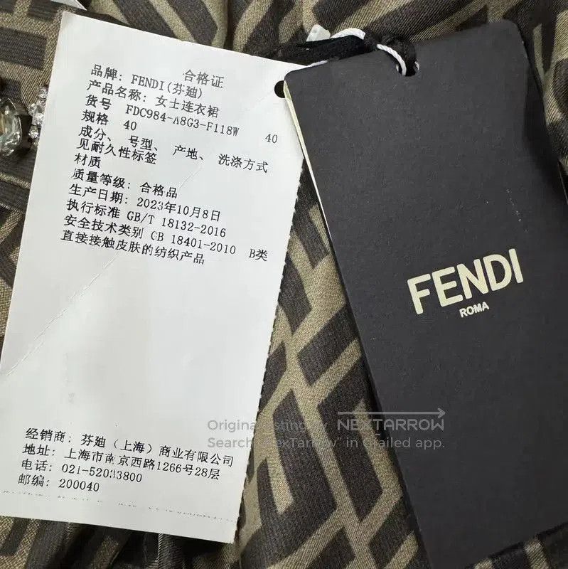 Fendi Fendi Brown Silk Long Sleeve Dress for Women . Size L / US 10 / IT 46 - 7 Thumbnail