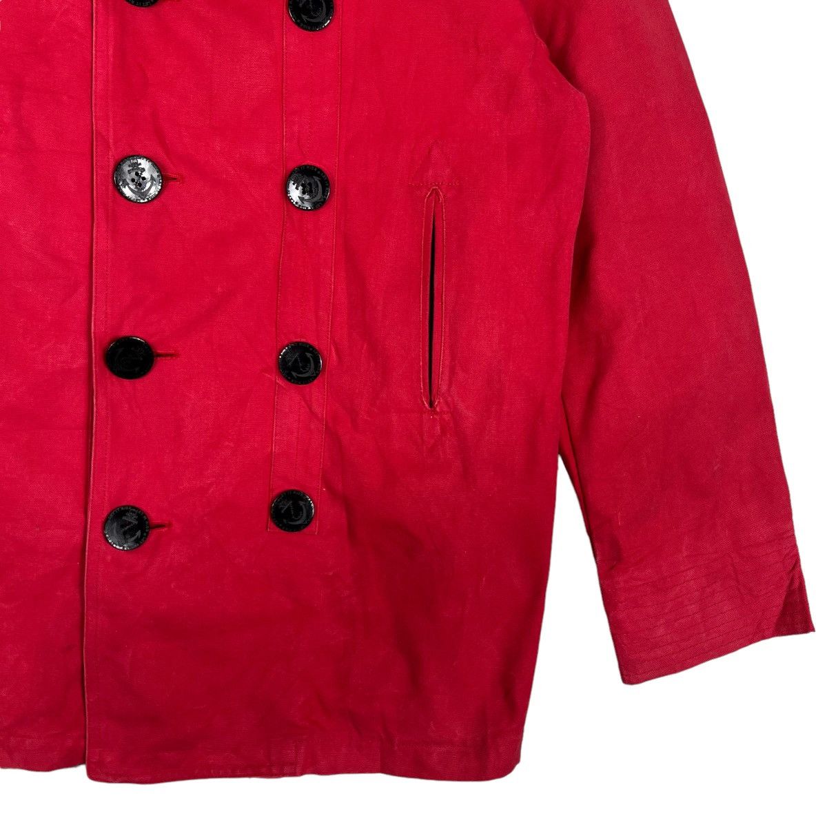 Japanese Brand 🔥 LET IT RIDE REAL CLOTHING RED NAVY DOUBLE BREAST COAT Size US M / EU 48-50 / 2 - 4 Thumbnail