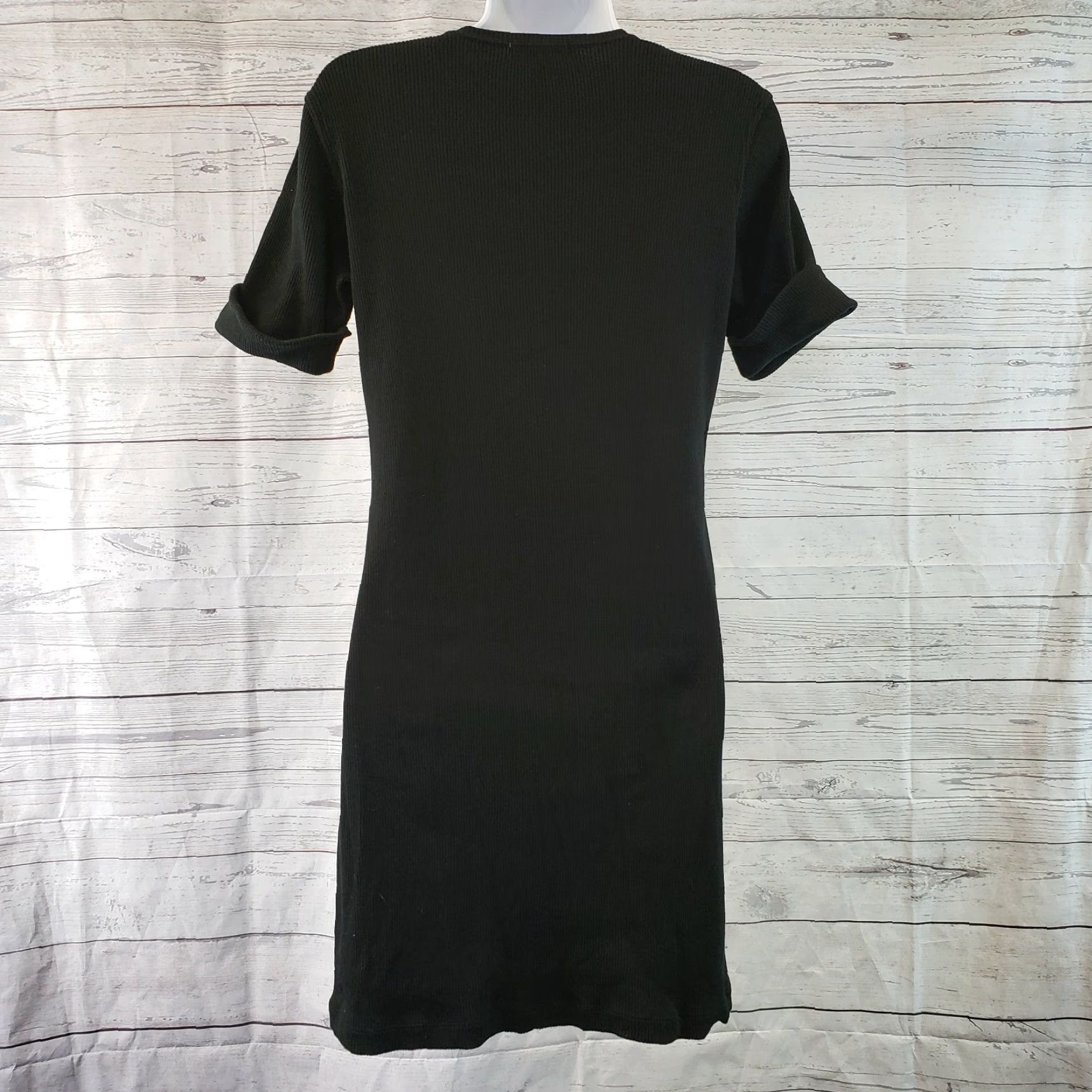 Banana Republic VINTAGE Banana Republic Womens Dress Sz Small Black Ribbed Rolled Sleeves Cotton Blend Size S / US 4 / IT 40 - 4 Thumbnail