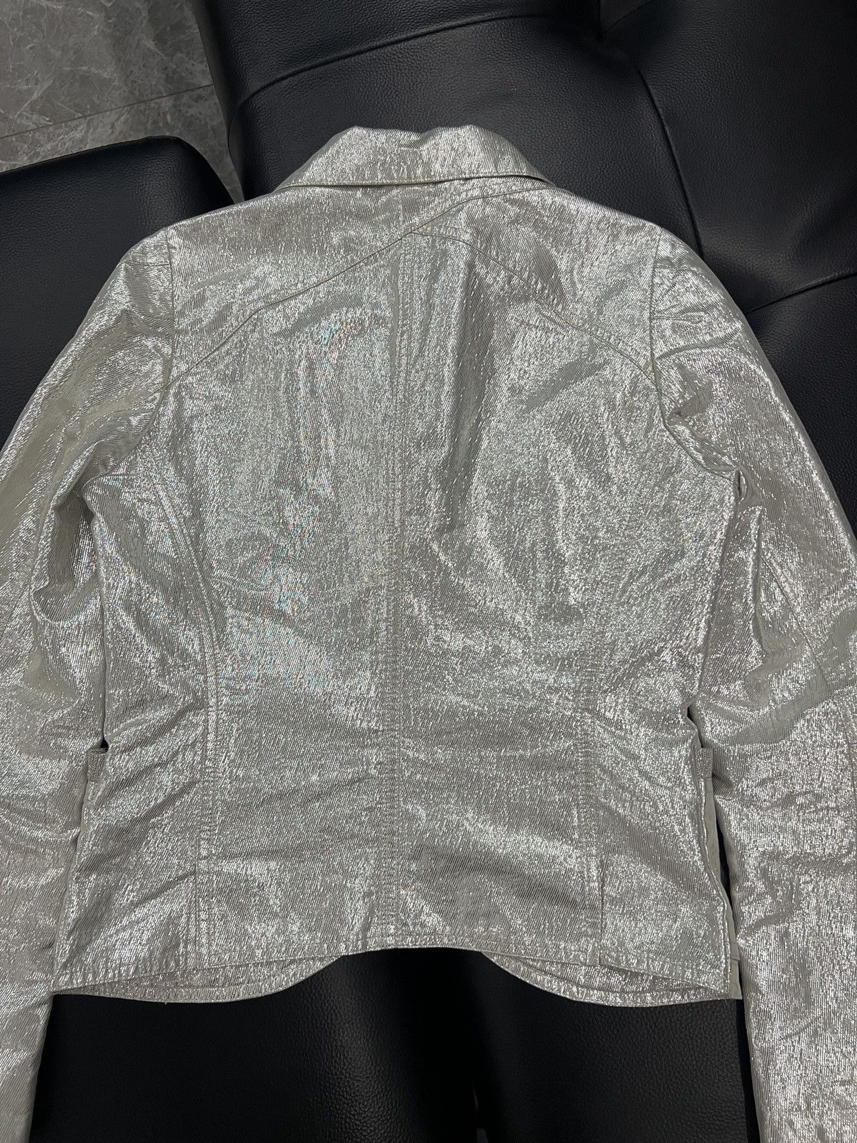 Dries Van Noten Dries Van Noten Liquid Silver Cropped Double-Layer Jacket Size XS / US 0-2 / IT 36-38 - 8 Thumbnail