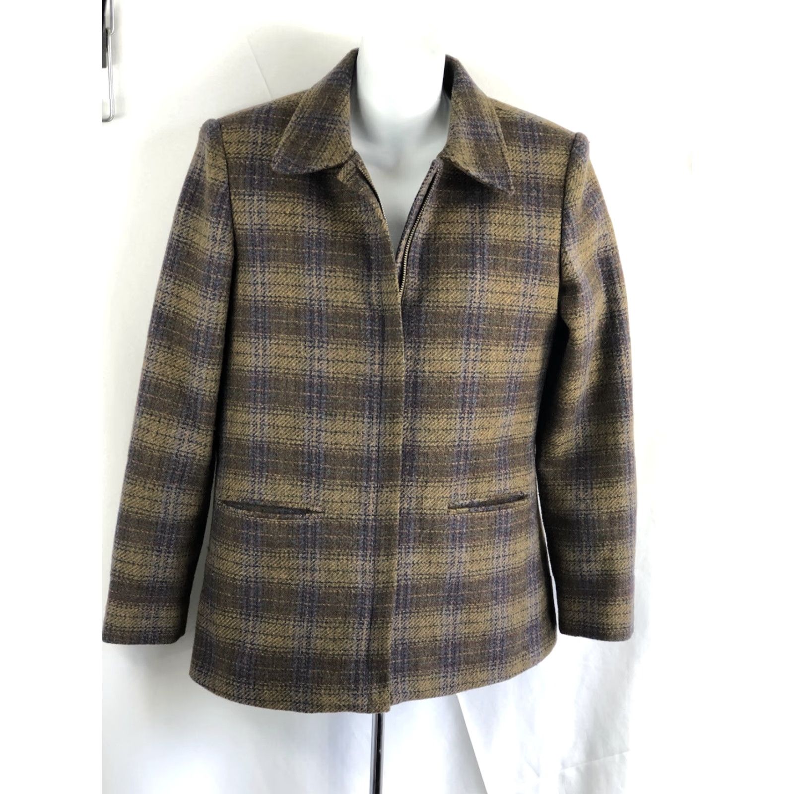 Vintage VINTAGE Requirements Jacket Women 8 Wool Plaid Zip Pockets Tweed Lined Bohemian Preppy Fall Winter Size M / US 6-8 / IT 42-44 - 5 Thumbnail