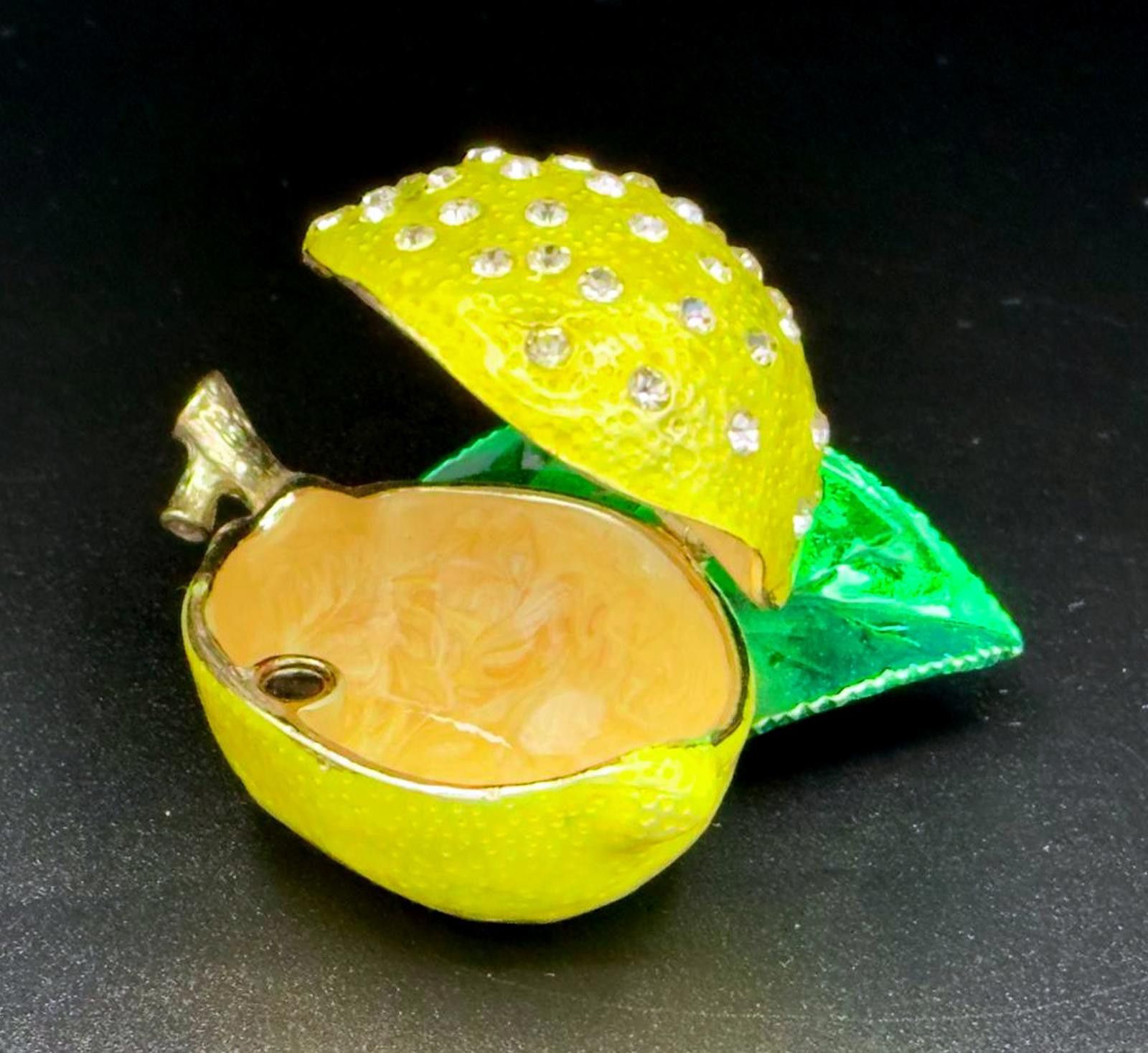 Other Sparkling Lemon Hinged Trinket Box Rhinestones Accents Size ONE SIZE - 2 Thumbnail