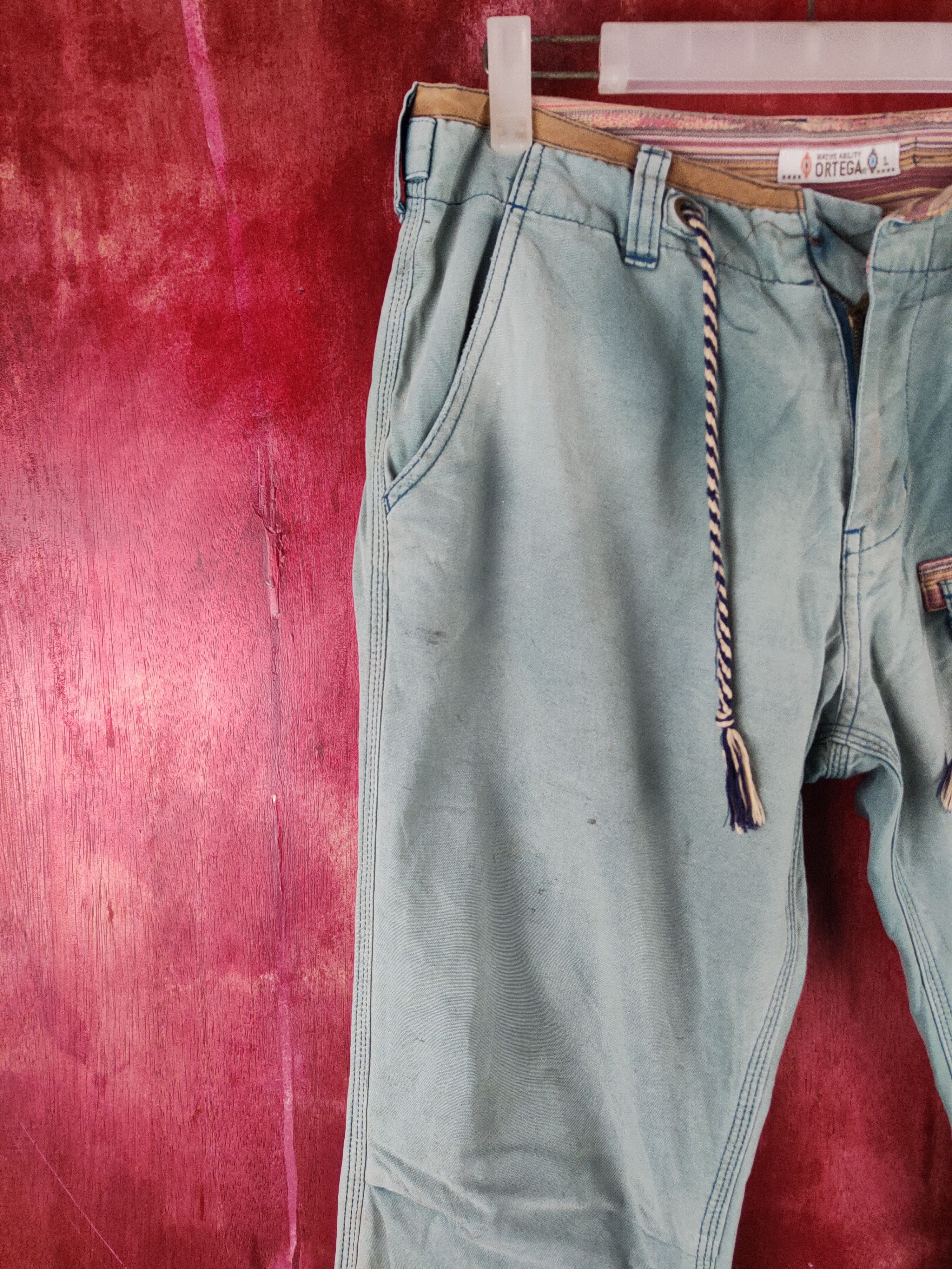Japanese Brand Vintage Ortega Green Faded Cargo Pants N#S2828 Size US 30 / EU 46 - 4 Thumbnail