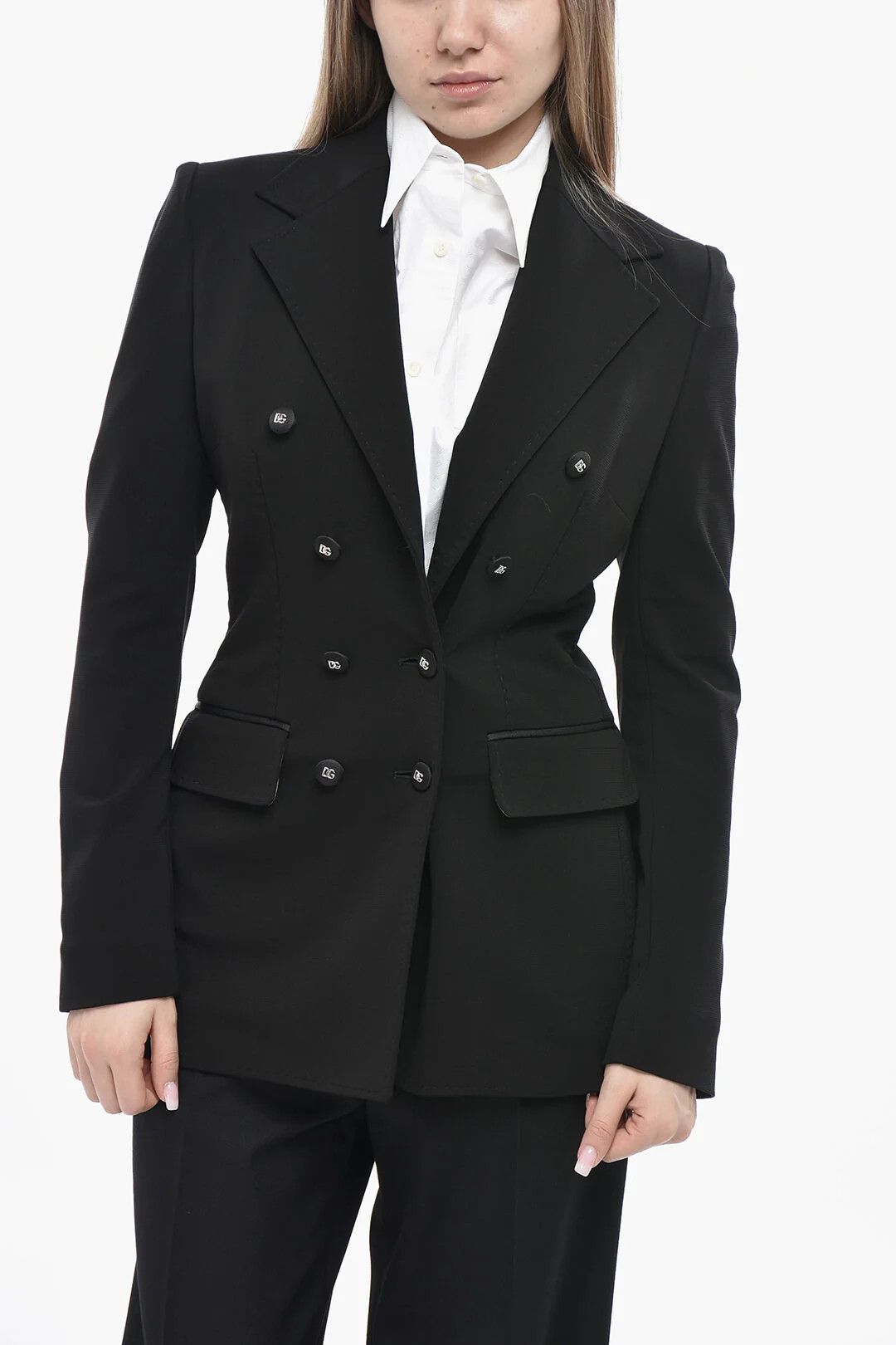 Dolce & Gabbana og1mm0426 Slim-Fit Double-Breasted Blazer in Black Size XS / US 0-2 / IT 36-38 - 1 Thumbnail