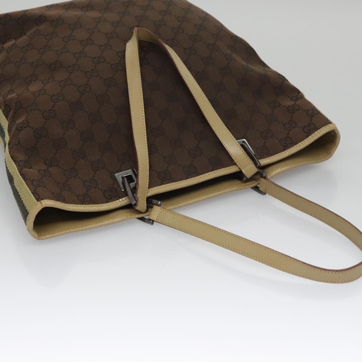 Gucci GUCCI GG Canvas Sherry Line Tote Bag Brown Size ONE SIZE - 6 Thumbnail