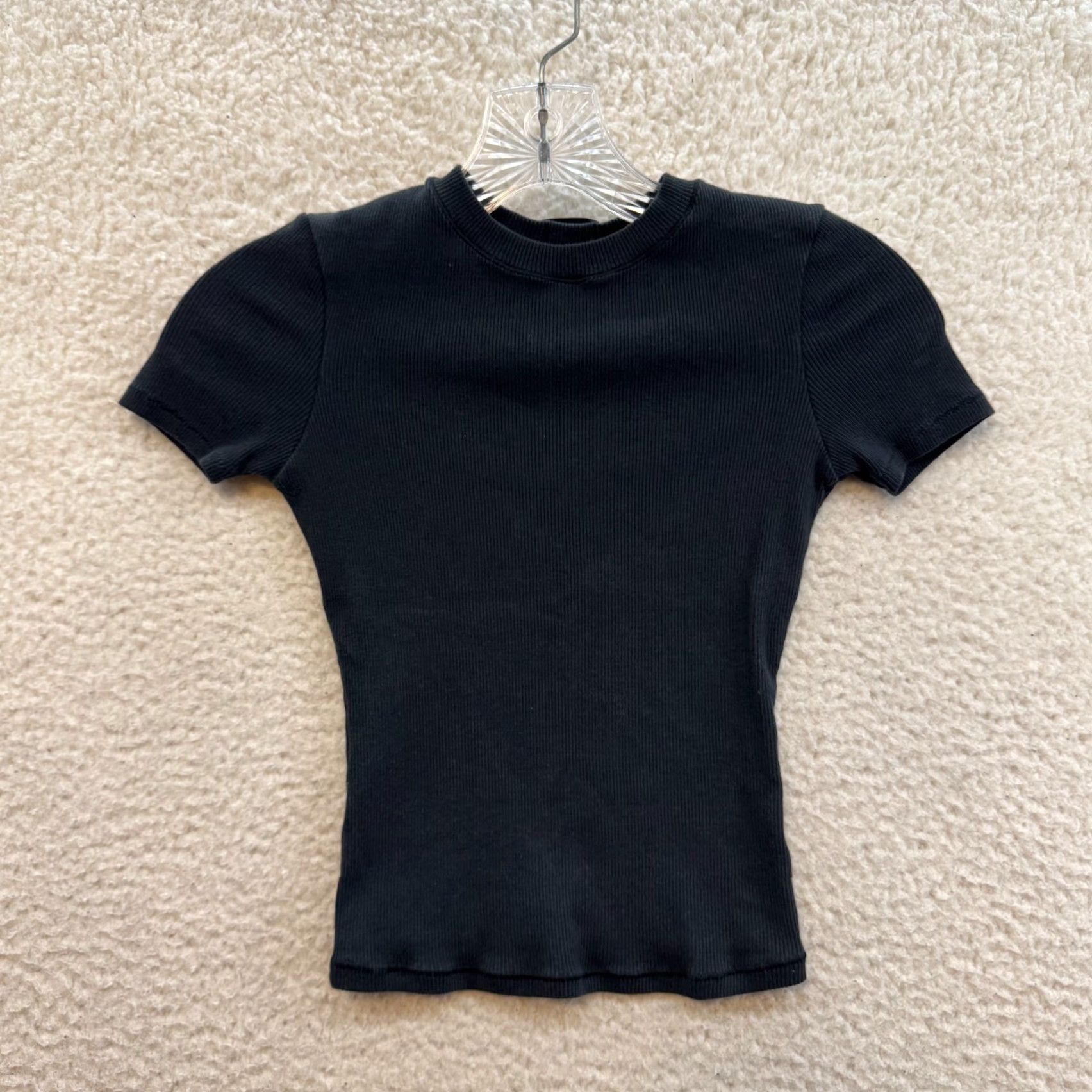 SKIMS VINTAGE Skims Cotton Rib T-Shirt XS Black Minimalist Basic Classic Size XS / US 0-2 / IT 36-38 - 2 Thumbnail