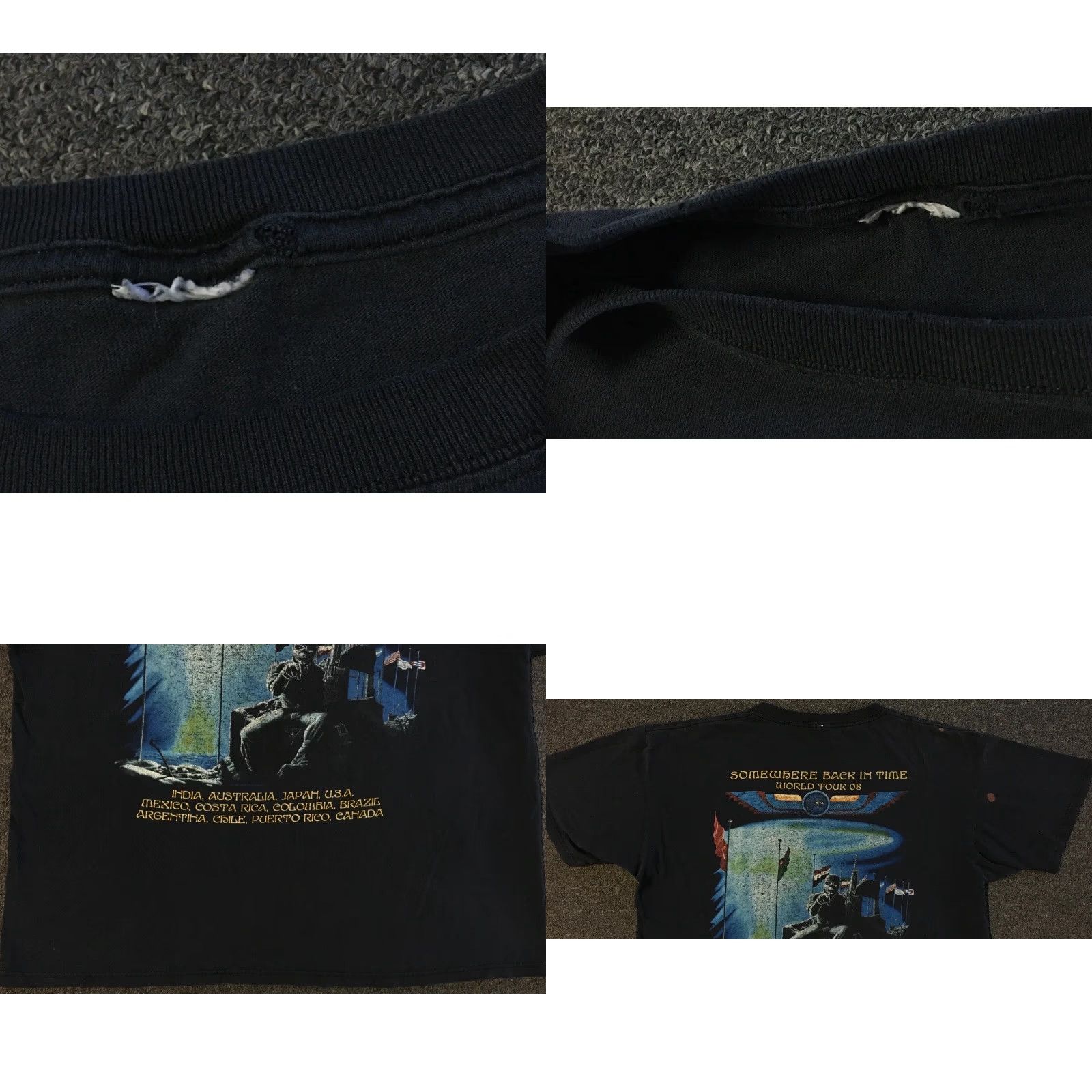 Vintage VINTAGE Iron Maiden Somewhere Back In Time Tour Shirt L Mens Black 2008 Grunge 90s Boxy Distressed World Tour Concert Shirt Size US L / EU 52-54 / 3 - 8 Thumbnail