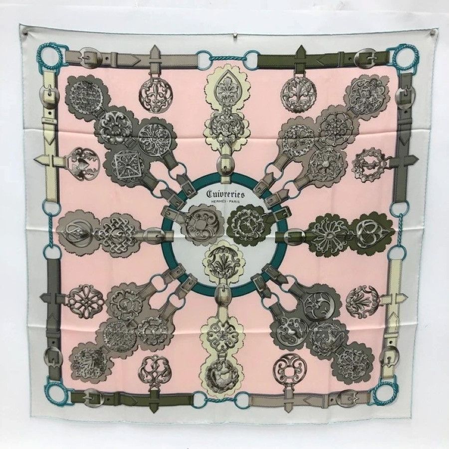 Hermes Hermès “Cuivreries” Carré Silk Scarf 90x90 cm Pink, Size ONE SIZE - 1 Thumbnail