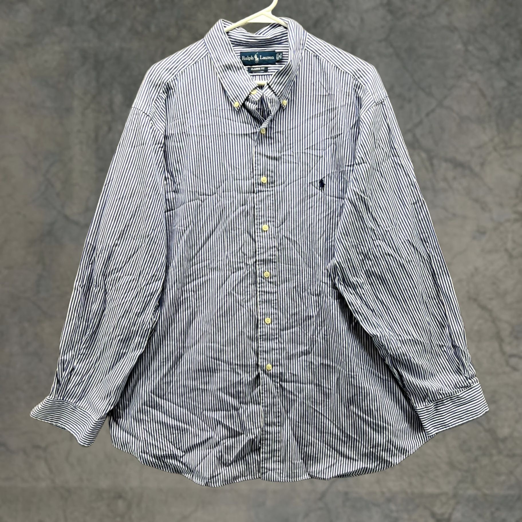 Ralph Lauren VINTAGE Ralph Lauren Shirt Mens 18 34/35 Blue Striped Button-Down Seersucker Shirt Size US XXL / EU 58 / 5 - 1 Thumbnail