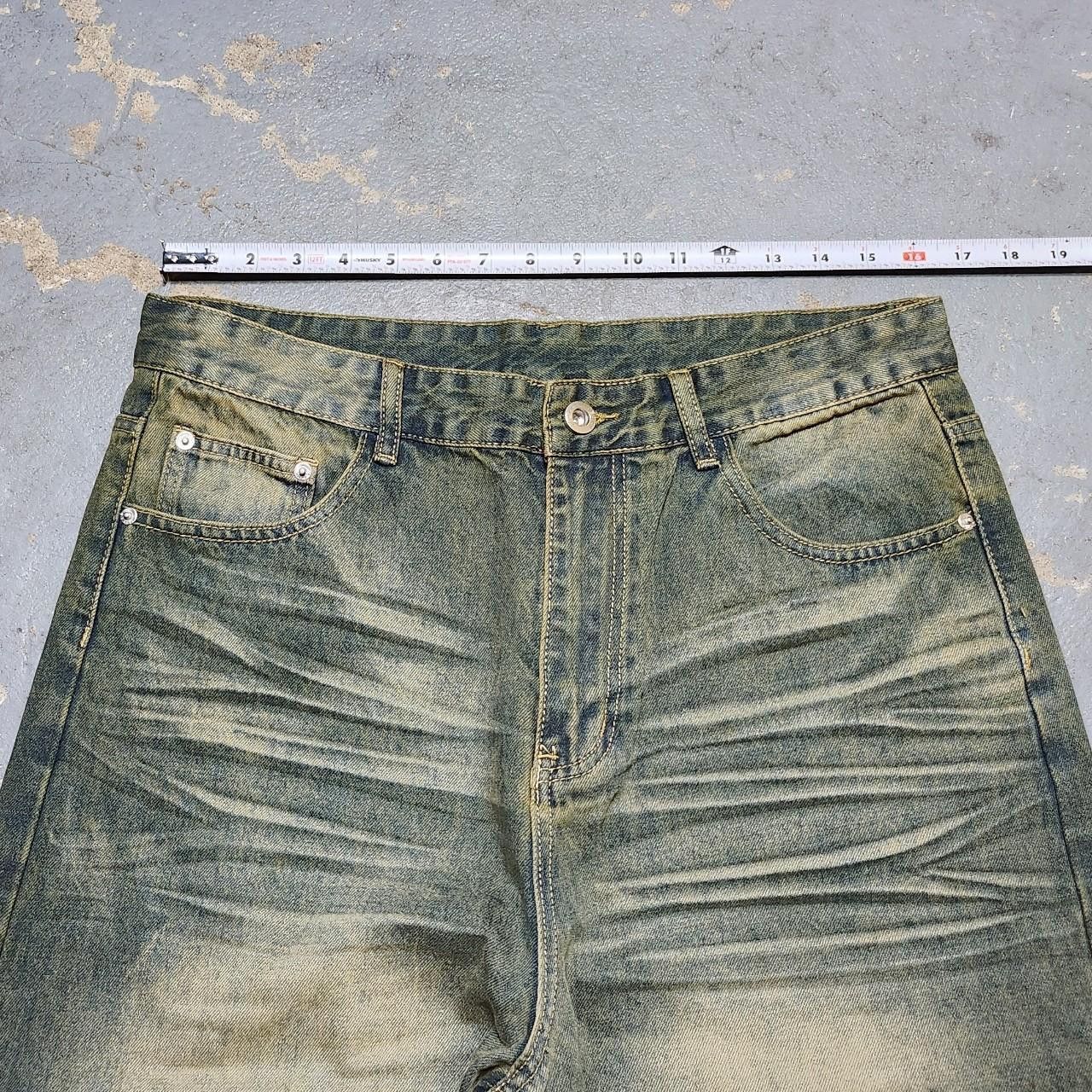 Japanese Brand Baggy loose fit green sandwash jeans Size US 32 / EU 48 - 7 Thumbnail