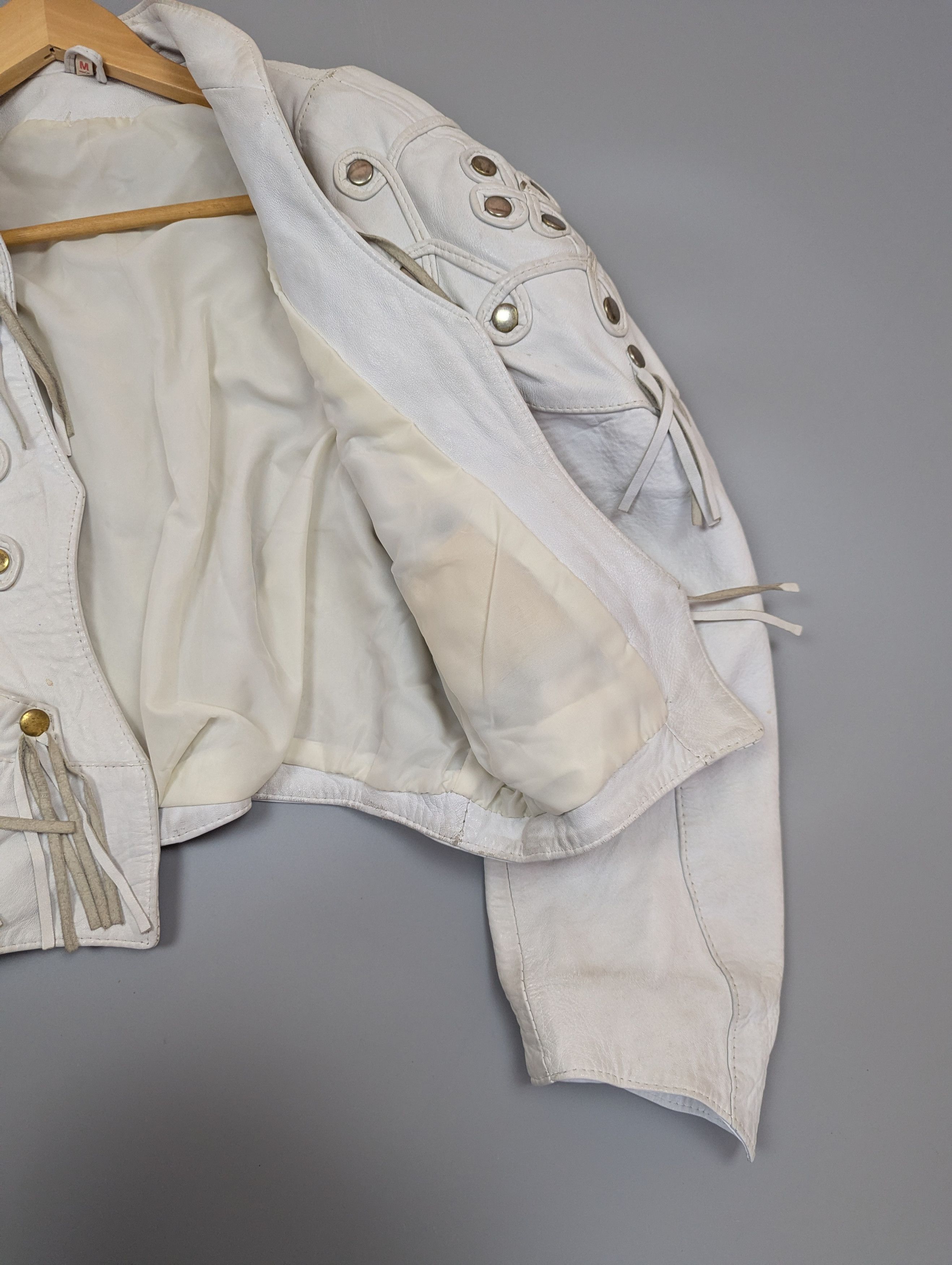 Vintage Vintage 80s White Leather Jacket Bomber Womens Sz M Size M / US 6-8 / IT 42-44 - 8 Thumbnail