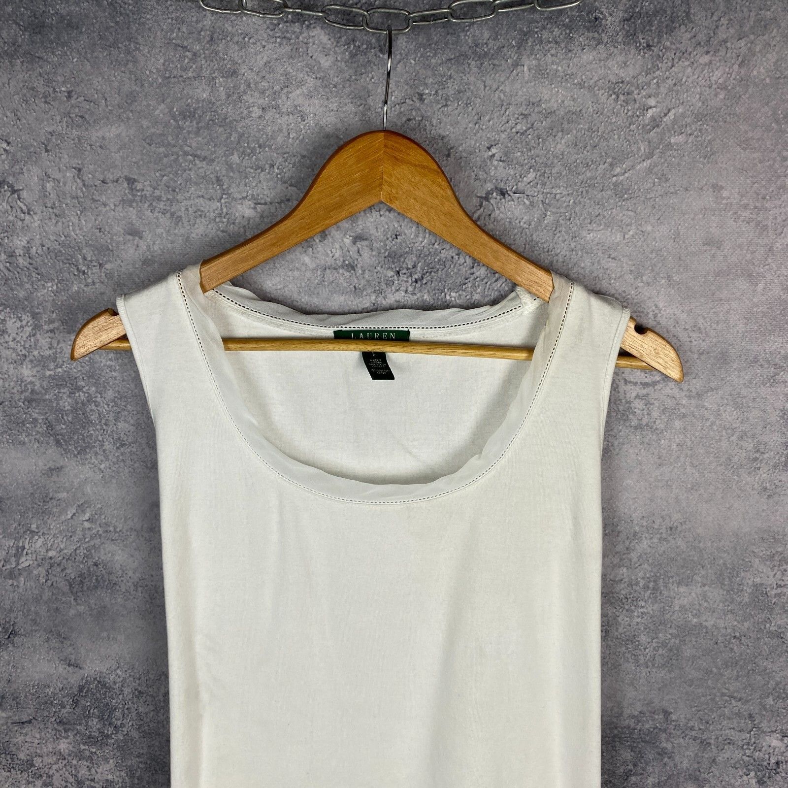 Lauren Ralph Lauren Lauren Ralph Lauren Tank Top Women's Size L White Cotton ` Size L / US 10 / IT 46 - 2 Thumbnail