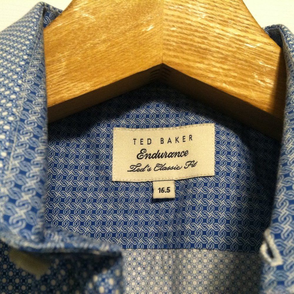Ted Baker TED BAKER MENS BLUE 100%COTTON CASUAL SHIRT SIZE: 16.5 Size US L / EU 52-54 / 3 - 6 Thumbnail