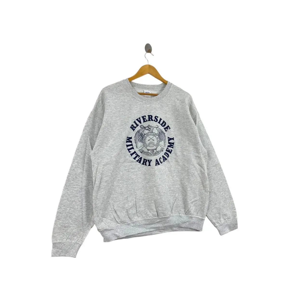 Vintage Vintage RIVERSIDE MILITARY ACADEMY College Grey Sweatshirt Size US L / EU 52-54 / 3 - 3 Thumbnail