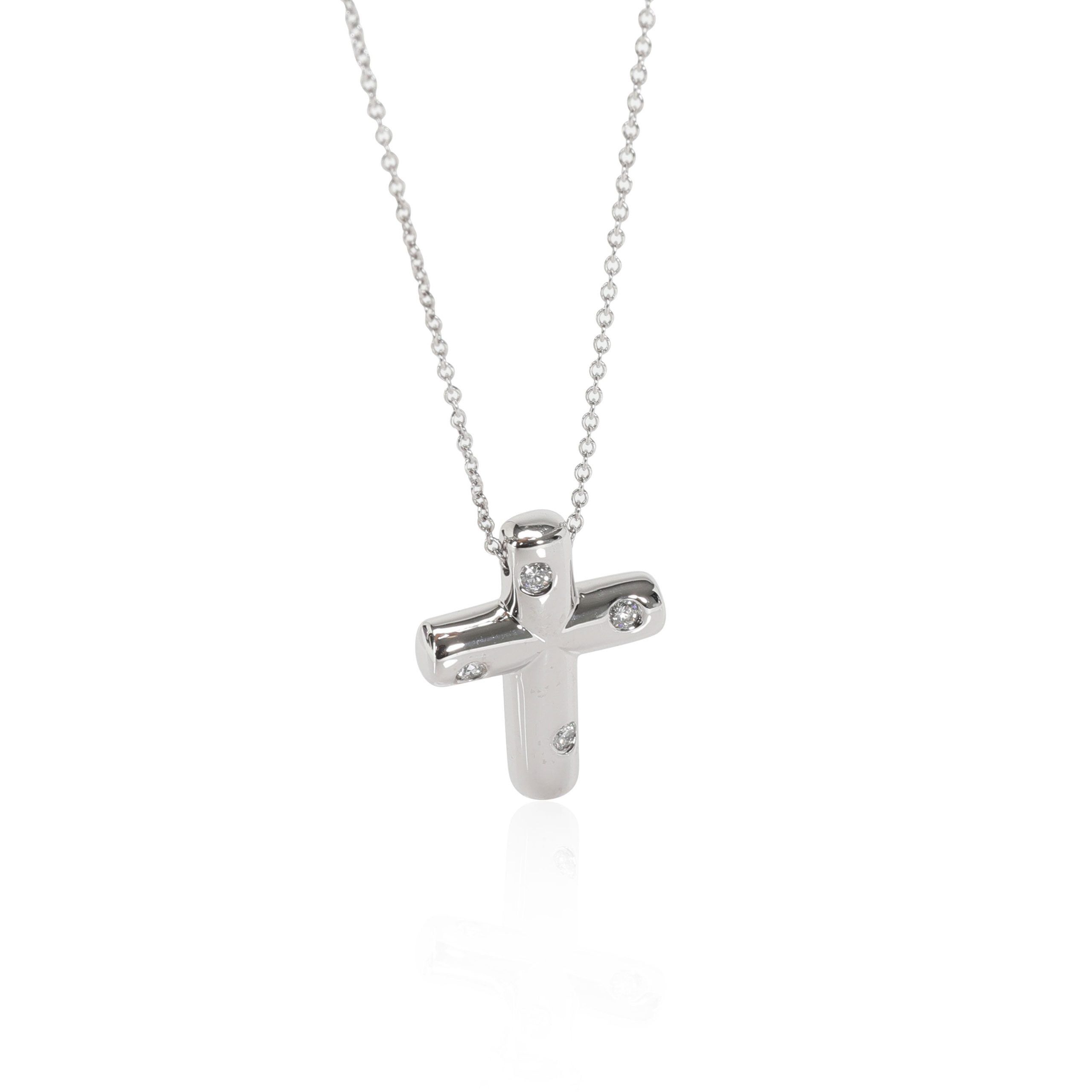 image of Tiffany Co Tiffany & Co. Etoile Diamond Cross Pendant In Platinum 0.12 Ctw in Silver, Women's