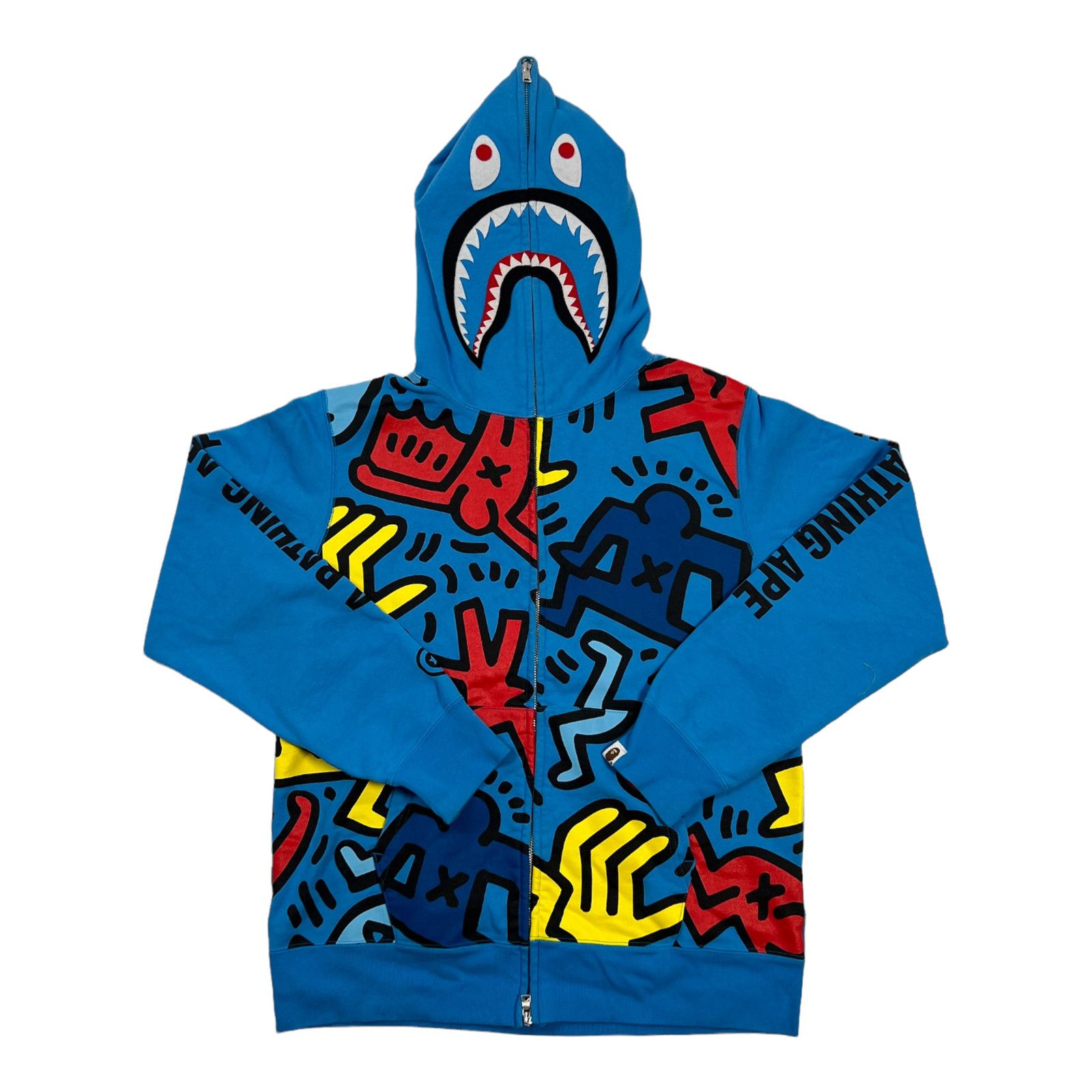 image of Bape X Keith Haring Shark Full Zip Hooded Sweatshirt, Men's (Size XL)