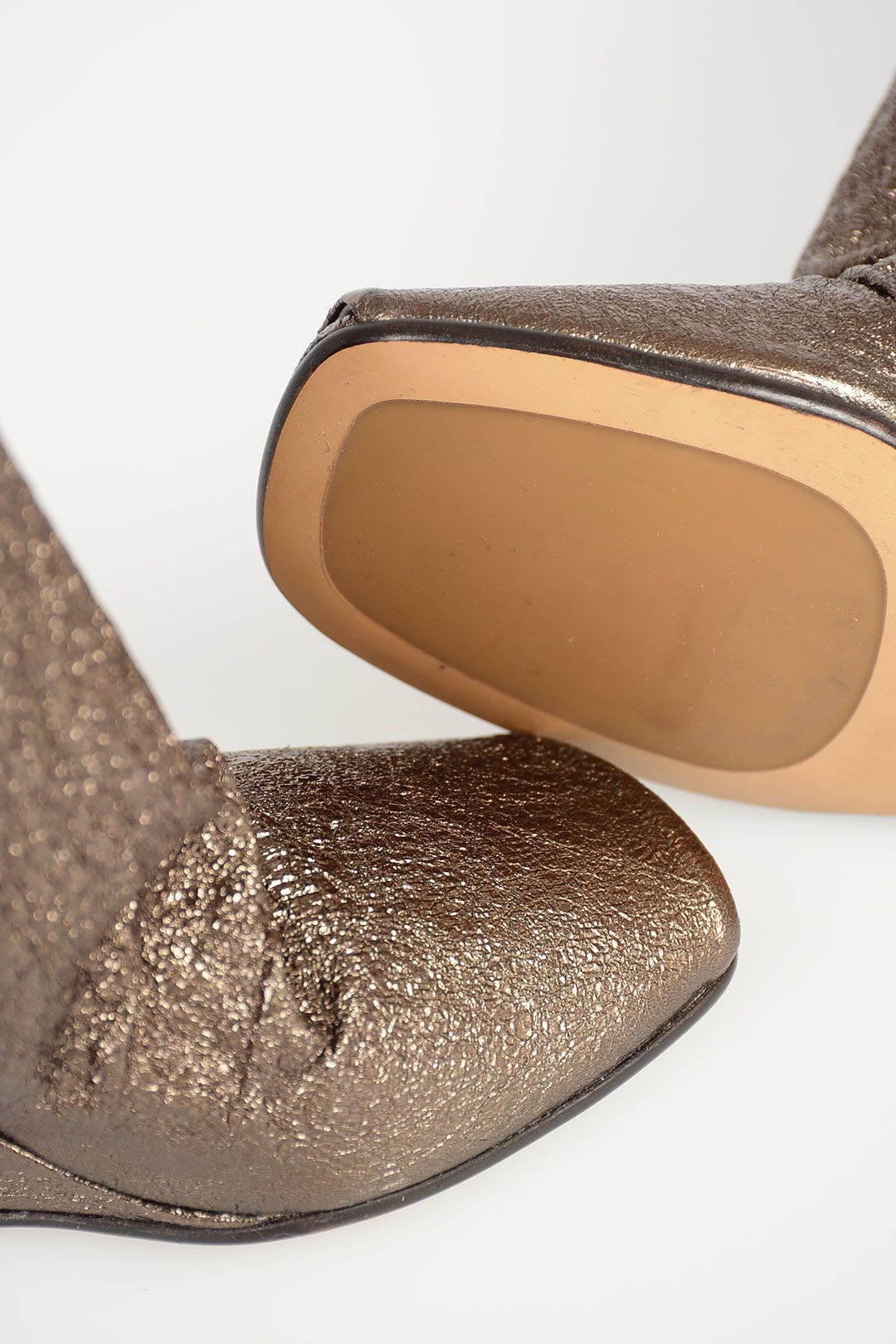 Rick Owens og1mm0724 Glittered Sock Wedge Ankle Boots in Gold Size US 7 / IT 37 - 6 Thumbnail