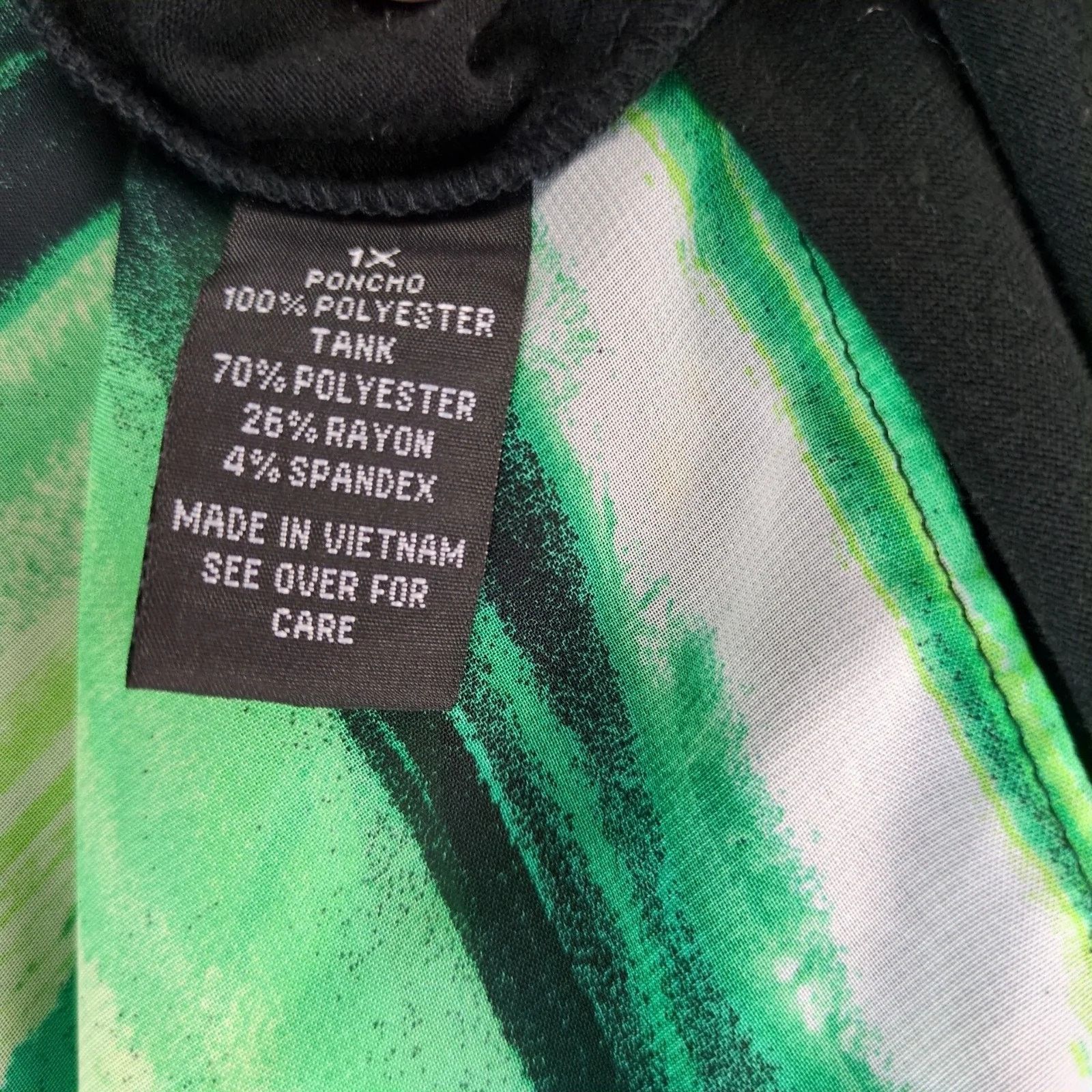 Other IN Studio Green Black Sheer Poncho Overlay Blouse Women's 1X Size XL / US 12-14 / IT 48-50 - 4 Thumbnail