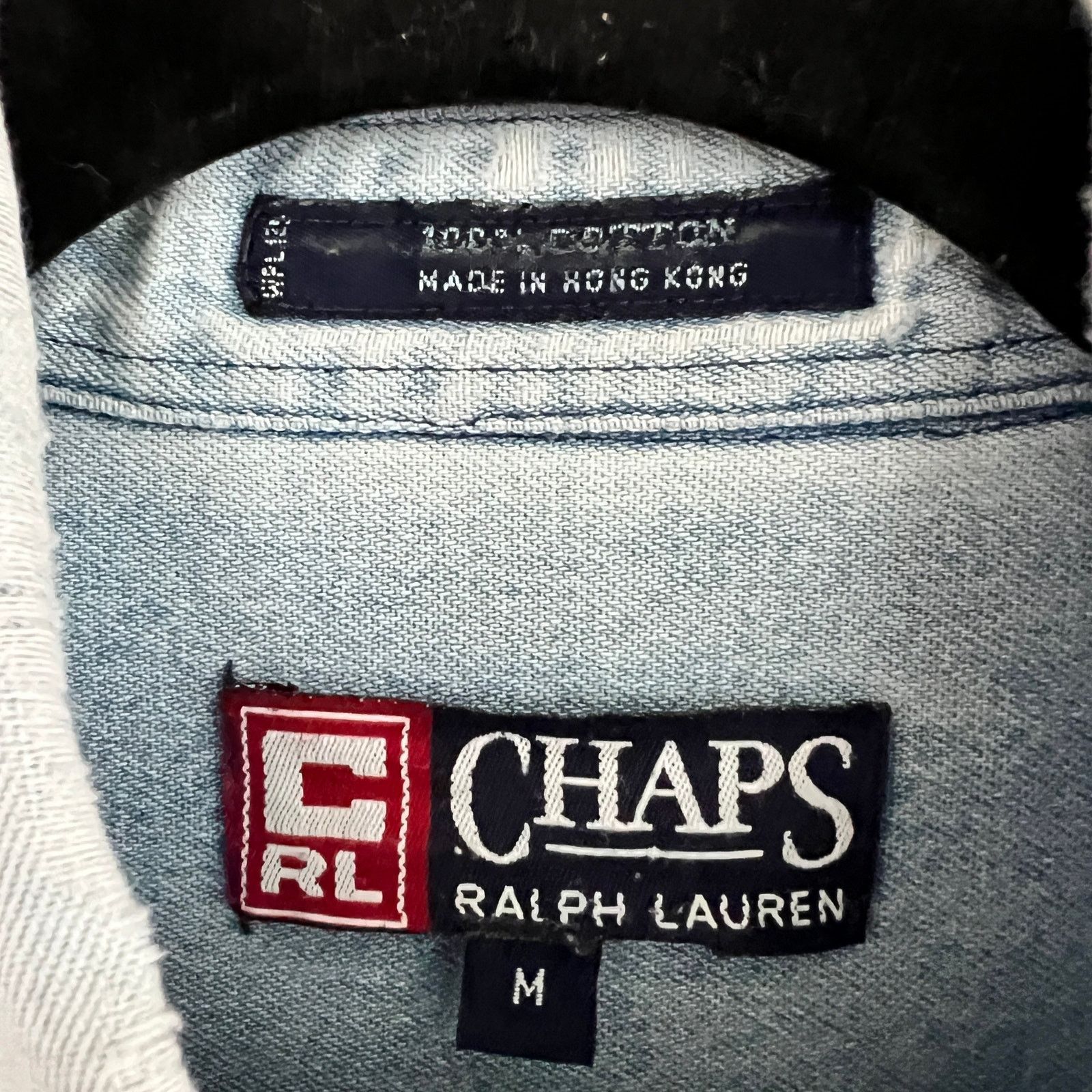 Chaps Ralph Lauren VTG Chaps Ralph Lauren Distressed Men's Denim Shirt M 23x29 Size US M / EU 48-50 / 2 - 4 Thumbnail