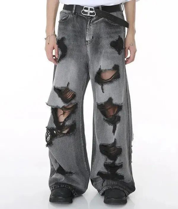 Japanese Brand Worn Out Wide Leg Denim Size US 29 - 1 Thumbnail