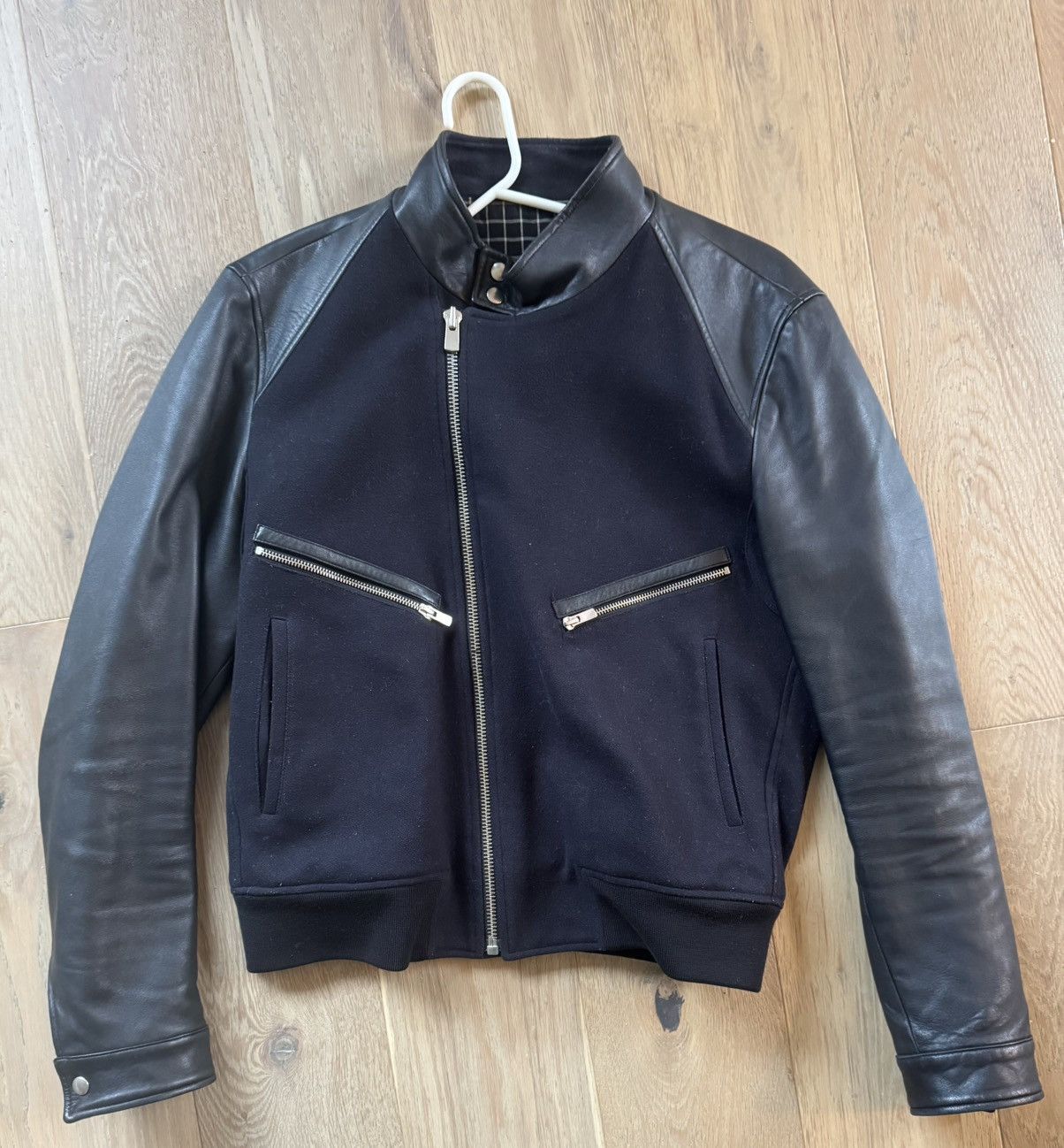 The Kooples The Kooples Leather Sleeve Wool Blend Jacket – Slim Fit Size US XL / EU 56 / 4 - 1 Thumbnail