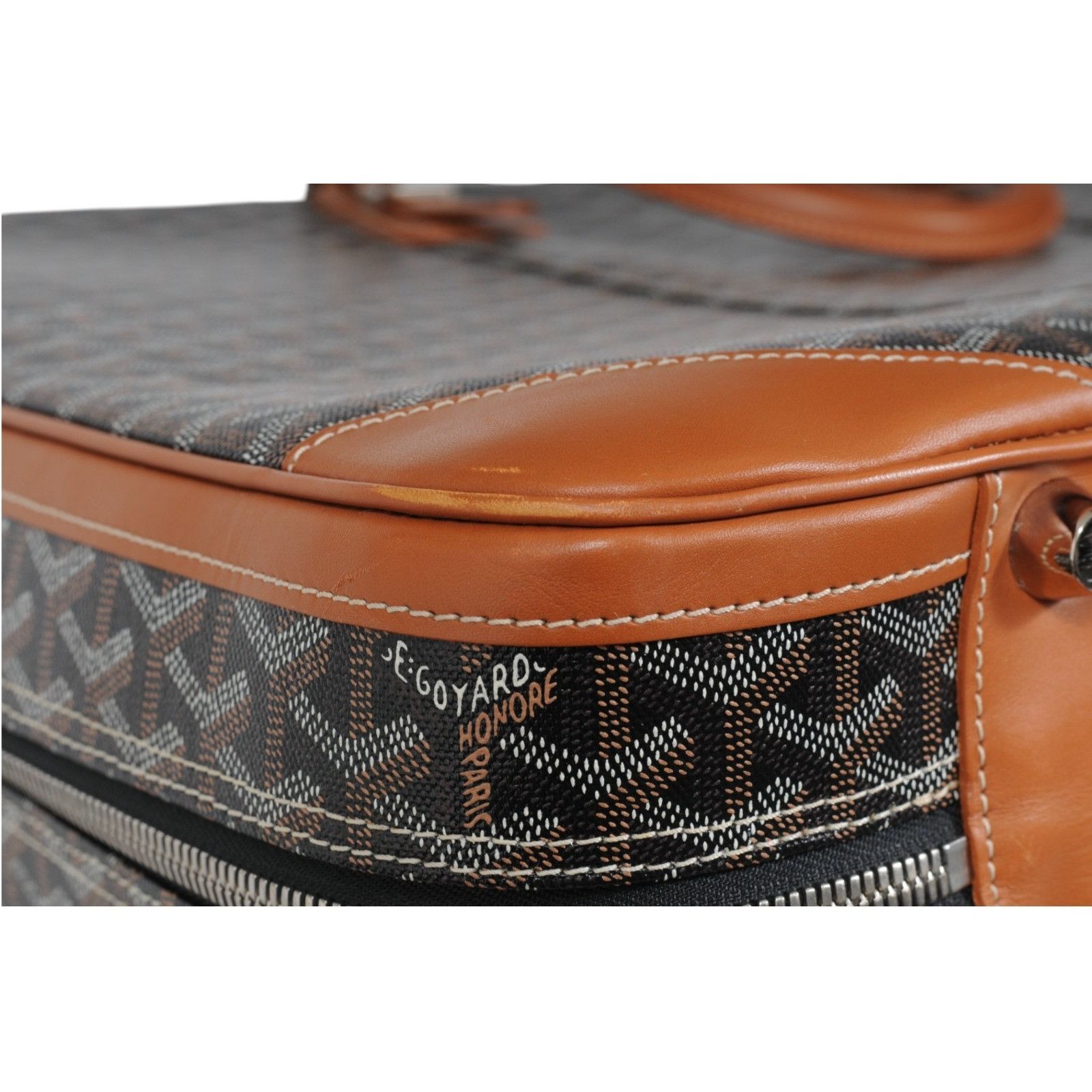 Goyard Brown Goyardine Canvas Leather Majordome 60 Travel Luggage Size ONE SIZE - 10 Thumbnail