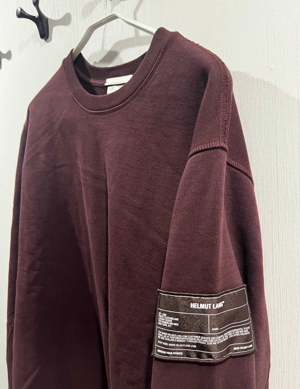 HELMUT LANG Wine Red Long Sleeve Side Logo Hoodie