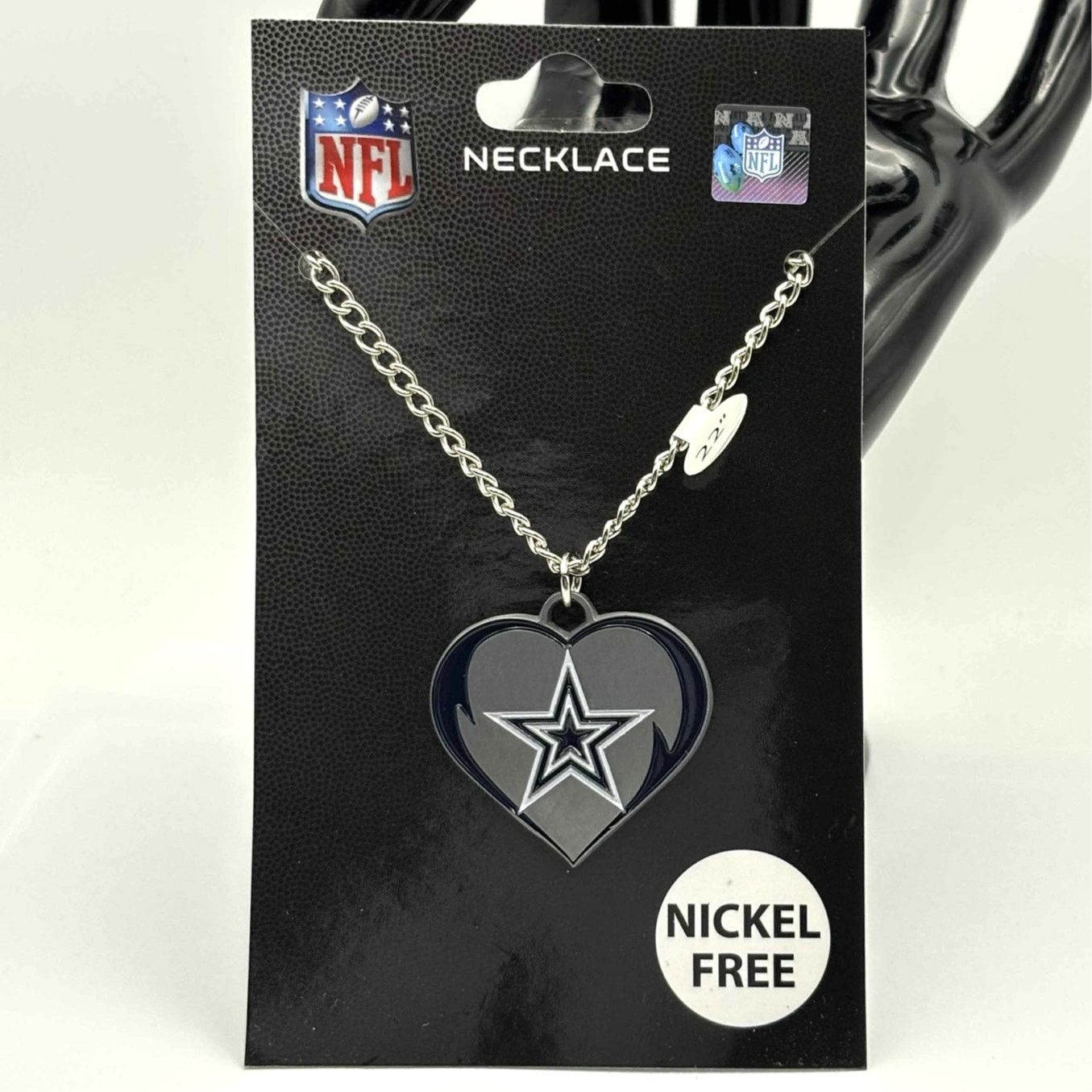 NFL Silver NFL Dallas Cowboys Heart Necklace Size ONE SIZE - 1 Thumbnail