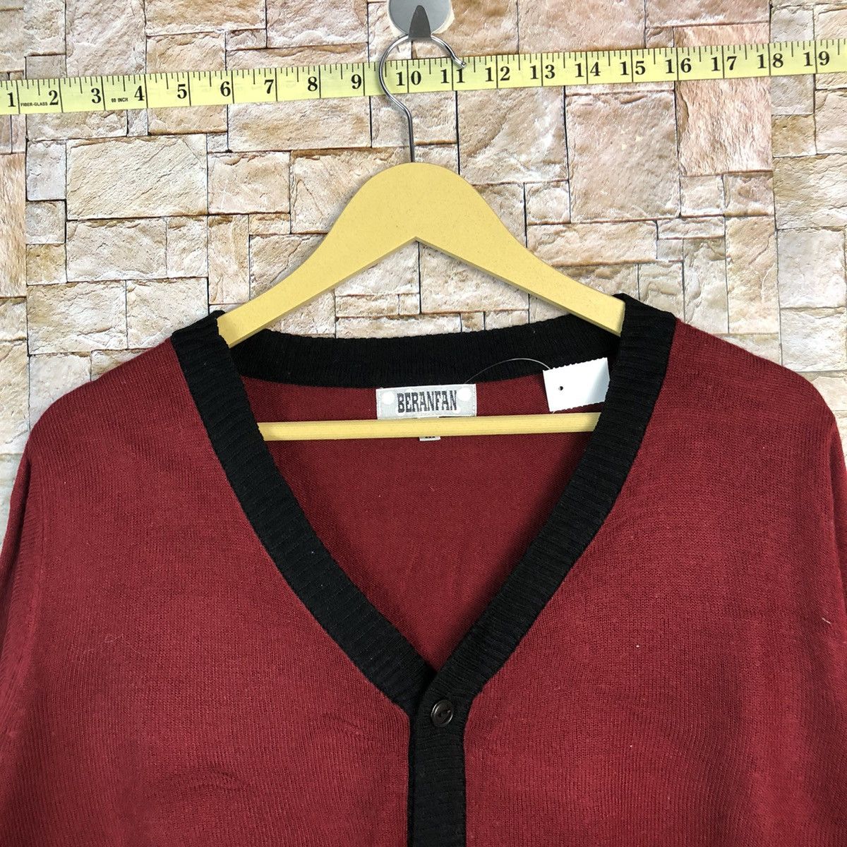 Homespun Knitwear × Japanese Brand Beranfan Red Maroon Cardigan vintage #A654 Size US M / EU 48-50 / 2 - 4 Thumbnail