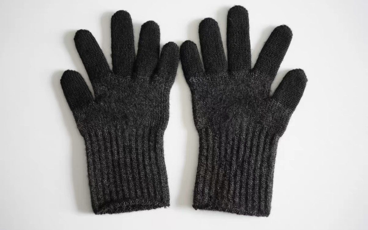 Yohji Yamamoto Yohji Yamamoto Black & Gray Signature Embroidered Gloves K4 Size ONE SIZE - 3 Thumbnail