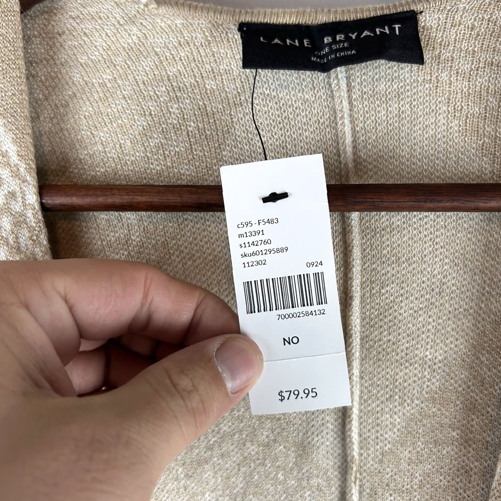 Vintage VINTAGE? NWT Lane Bryant Womens Sz OS Beige Checkered Poncho Shaw Cardigan Loungewear 0 Size ONE SIZE - 4 Thumbnail