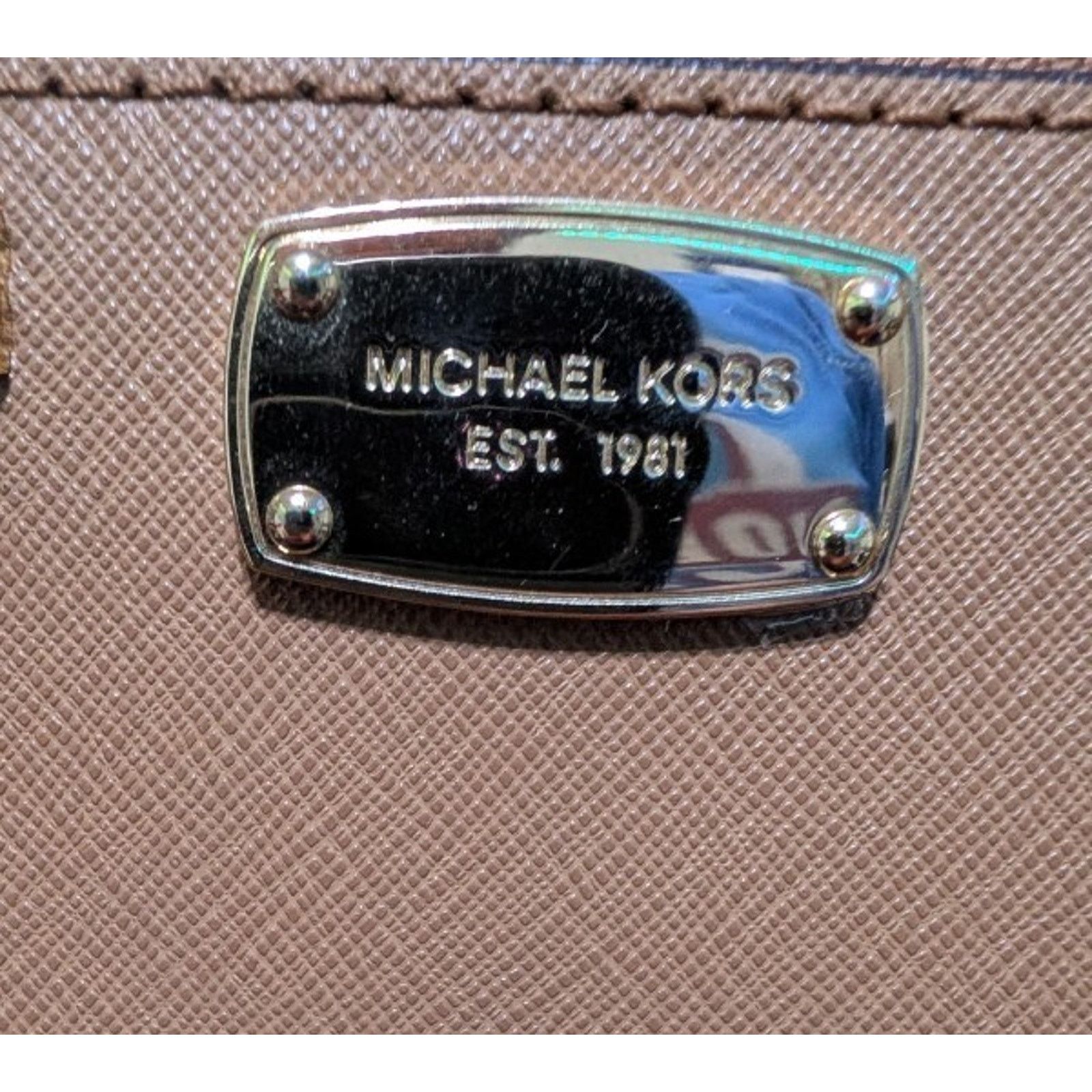 Michael Kors Michael Kors Kellen Satchel Brown PVC-Leather Accents-Gold Size ONE SIZE - 2 Thumbnail