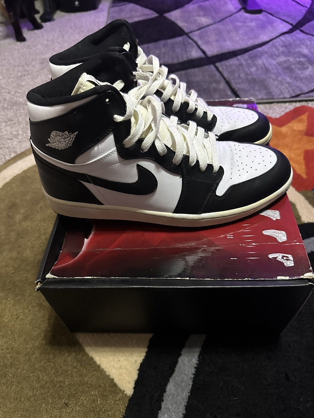 image of Jordan Nike Jordan 1 High Black White Cdp 2008 Shoes, Men's (Size 12)