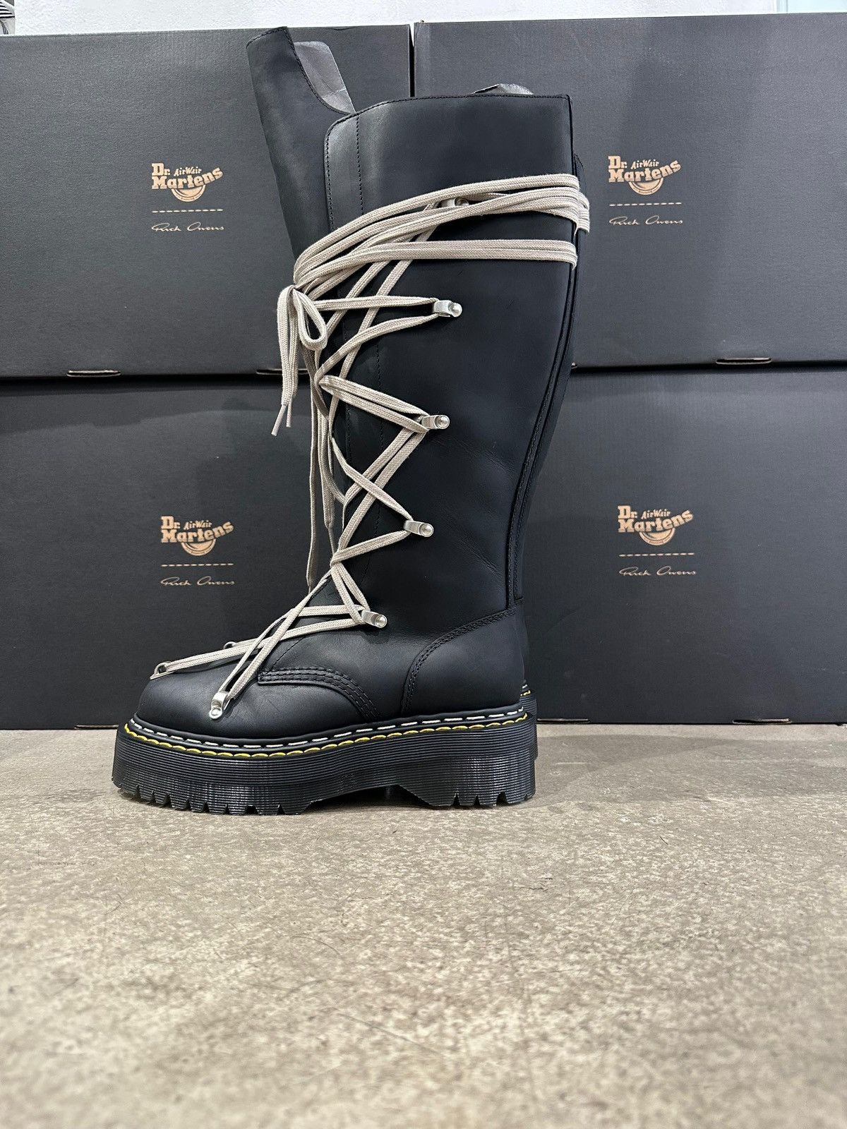 Dr. Martens × Rick Owens RICK OWENS - Dr.Martens 1B60 Quad Sole Pentalace Boot Black Size US 8 / IT 38 - 4 Thumbnail