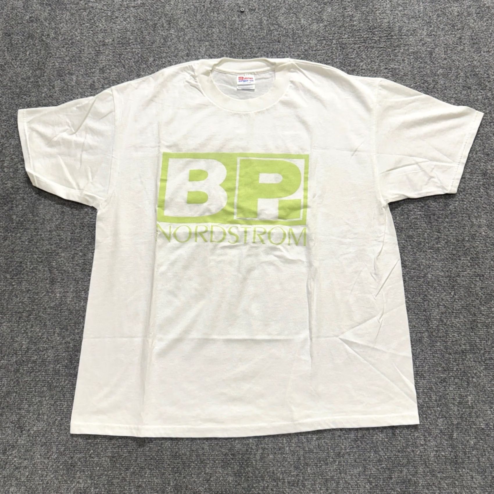 Nordstrom VINTAGE T-shirt Men XL White Neon Y2K 90s Hanes Heavyweight B.P Nordstrom Distressed Size US XL / EU 56 / 4 - 6 Thumbnail