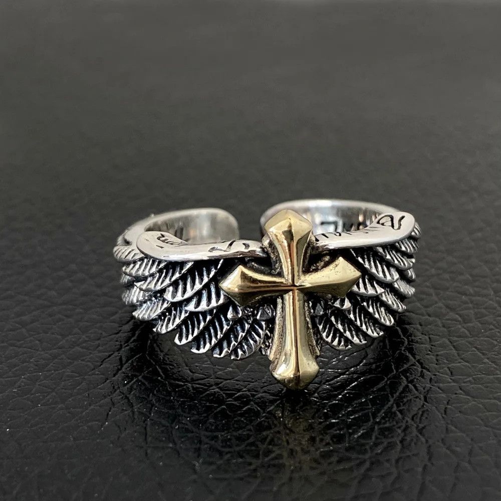 Designer × Jewelry Retro Cross Wings Ring Size ONE SIZE - 2 Thumbnail