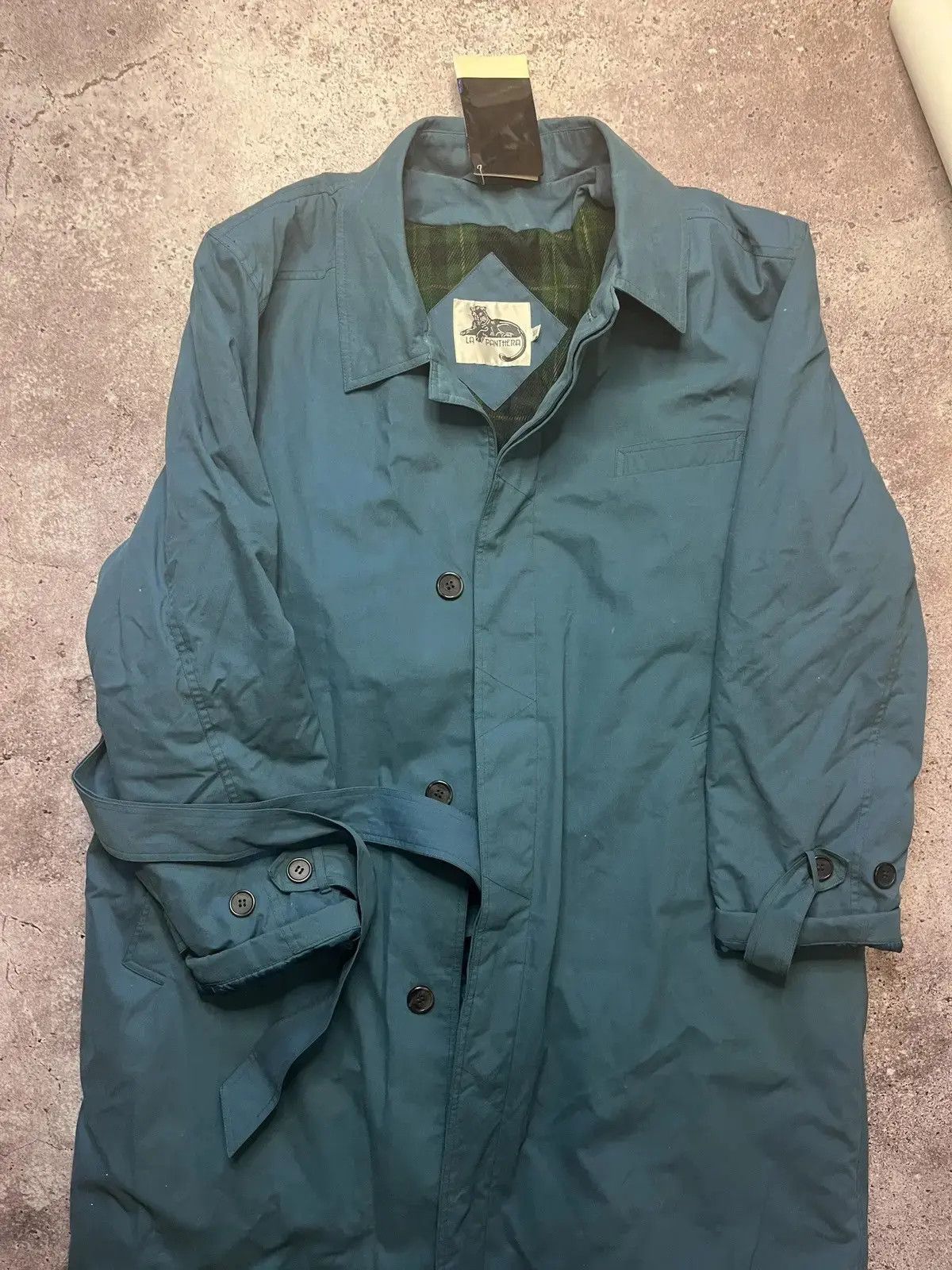 Japanese Brand Vintage La Panthera Trench Coat Green Lined Belted Size US XXL / EU 58 / 5 - 1 Thumbnail