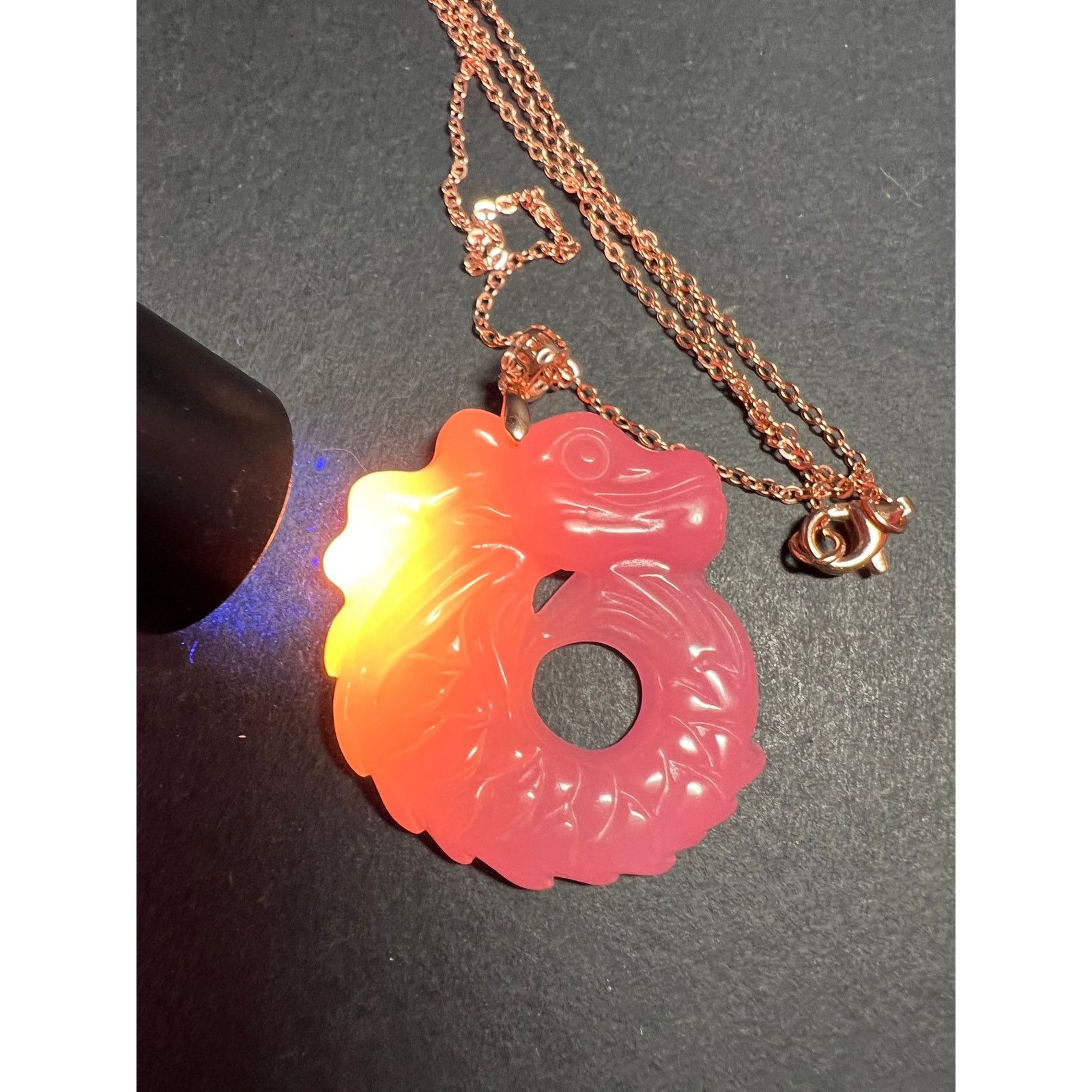 Other NEW Pink jade dragon pendant necklace in gold 925 silver Size ONE SIZE - 10 Thumbnail