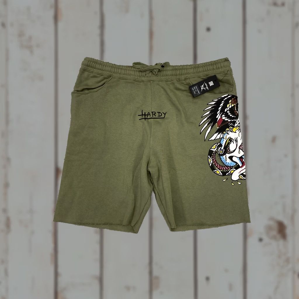 Ed Hardy ED HARDY Battle Skull Snake Eagle Fleece Sweat Shorts Green Mens XL New Size US 36 / EU 52 - 1 Thumbnail