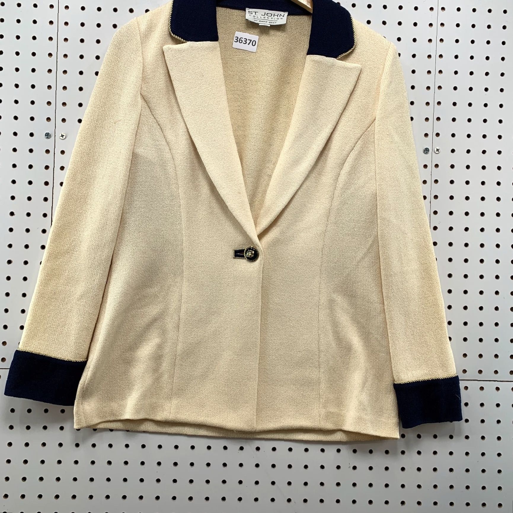 Vintage ST John Collection Marie Gray Knit Cardigan Blazer Womens Size 6 Beige Gray 90s Size M / US 6-8 / IT 42-44 - 6 Thumbnail