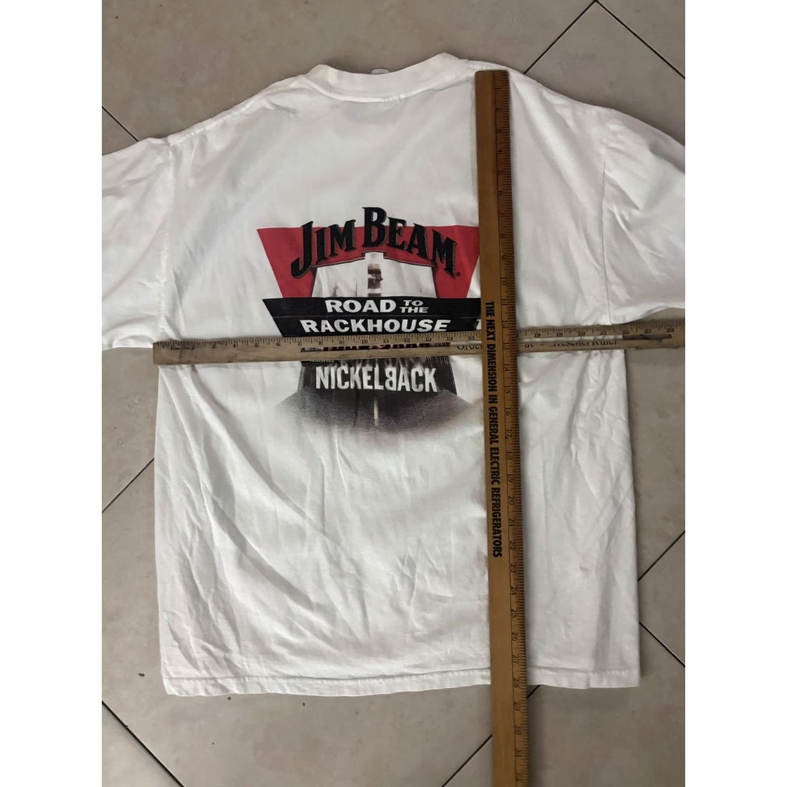 Gildan VINTAGE Jim Beam Shirt Mens XL White Road to the Rackhouse Tour 2002 Nickelback Band Tee Size US XL / EU 56 / 4 - 6 Thumbnail