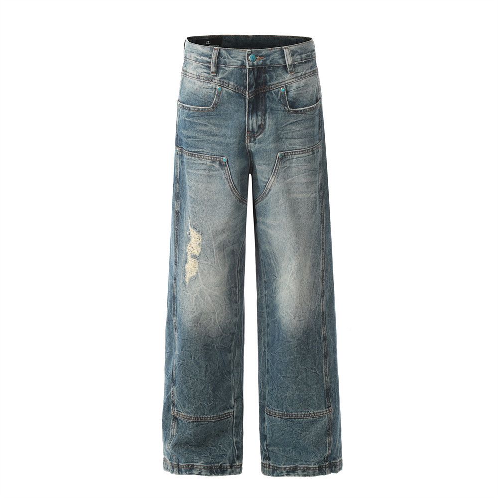 Japanese Brand × Jean American washed distressed trendy cargo ripped jeans Size US 34 / EU 50 - 1 Thumbnail