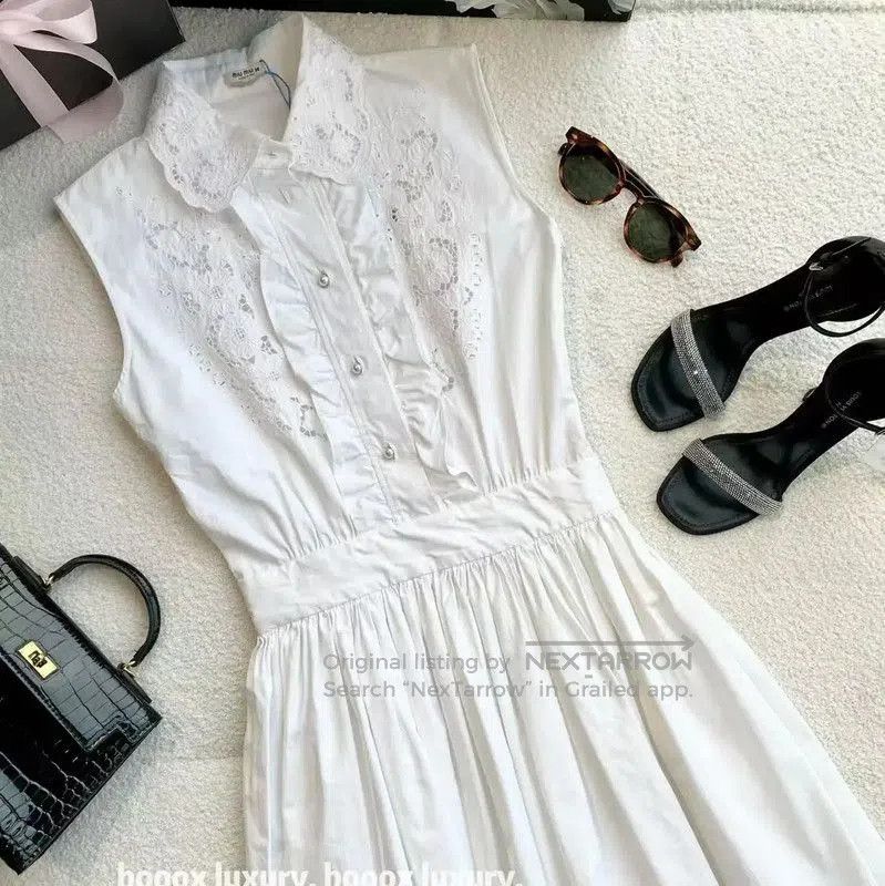 Miu Miu Miu Miu White Cotton Women's Dress . Size XXS / US 00 / IT 34 - 4 Thumbnail