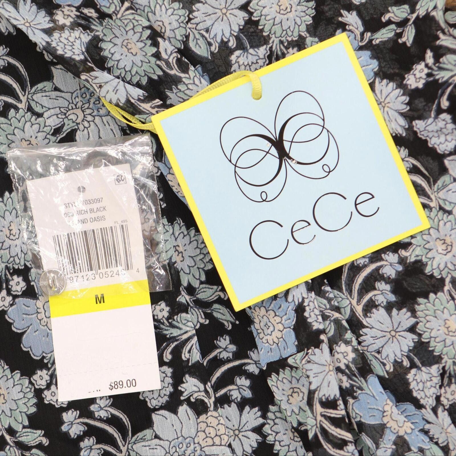 Opening Ceremony NWT Cece Bow Floral-Print Blouse 7033097 M Rich Black Blue Size M / US 6-8 / IT 42-44 - 3 Thumbnail
