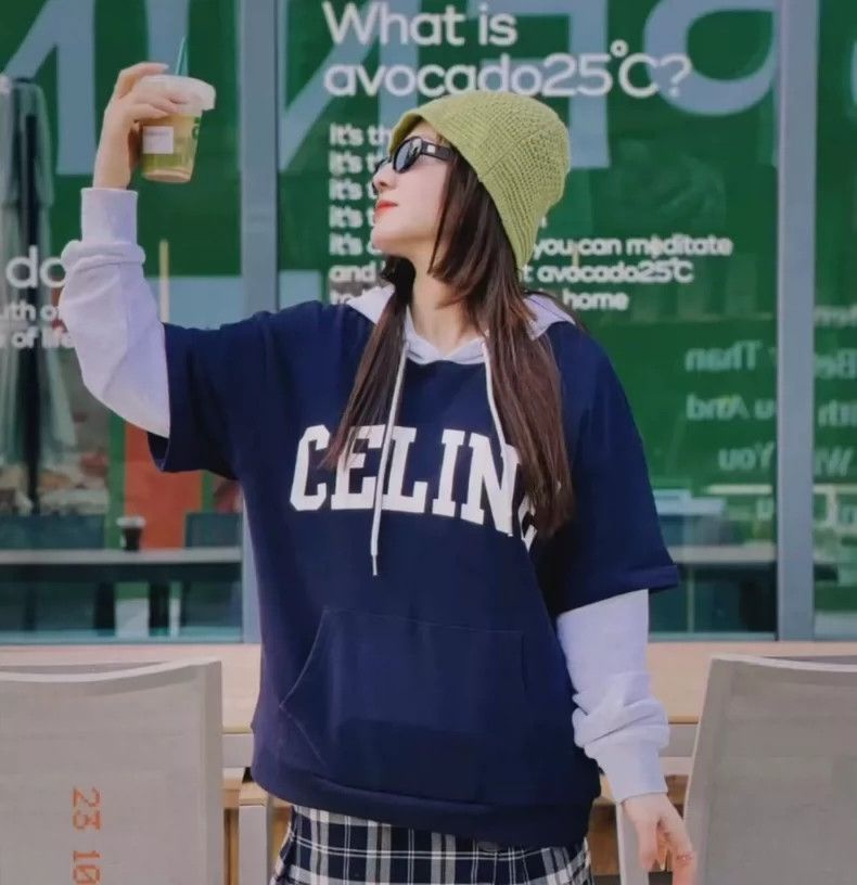 Celine Celine Blue-gray color-block hooded sweatshirt 2503-Nextarr Size US XS / EU 42 / 0 - 8 Thumbnail