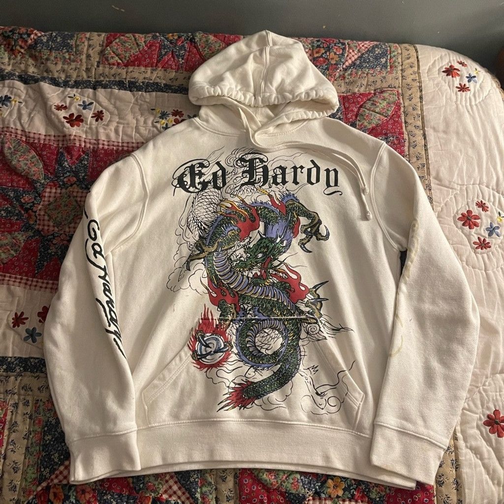Ed Hardy Ed Hardy White Graphic Hoodie size M Size US M / EU 48-50 / 2 - 1 Thumbnail