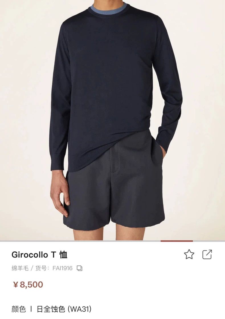 Loro Piana LORO PIANA Blue 100% fine spun cotton wool fabric round ne Size US M / EU 48-50 / 2 - 4 Thumbnail